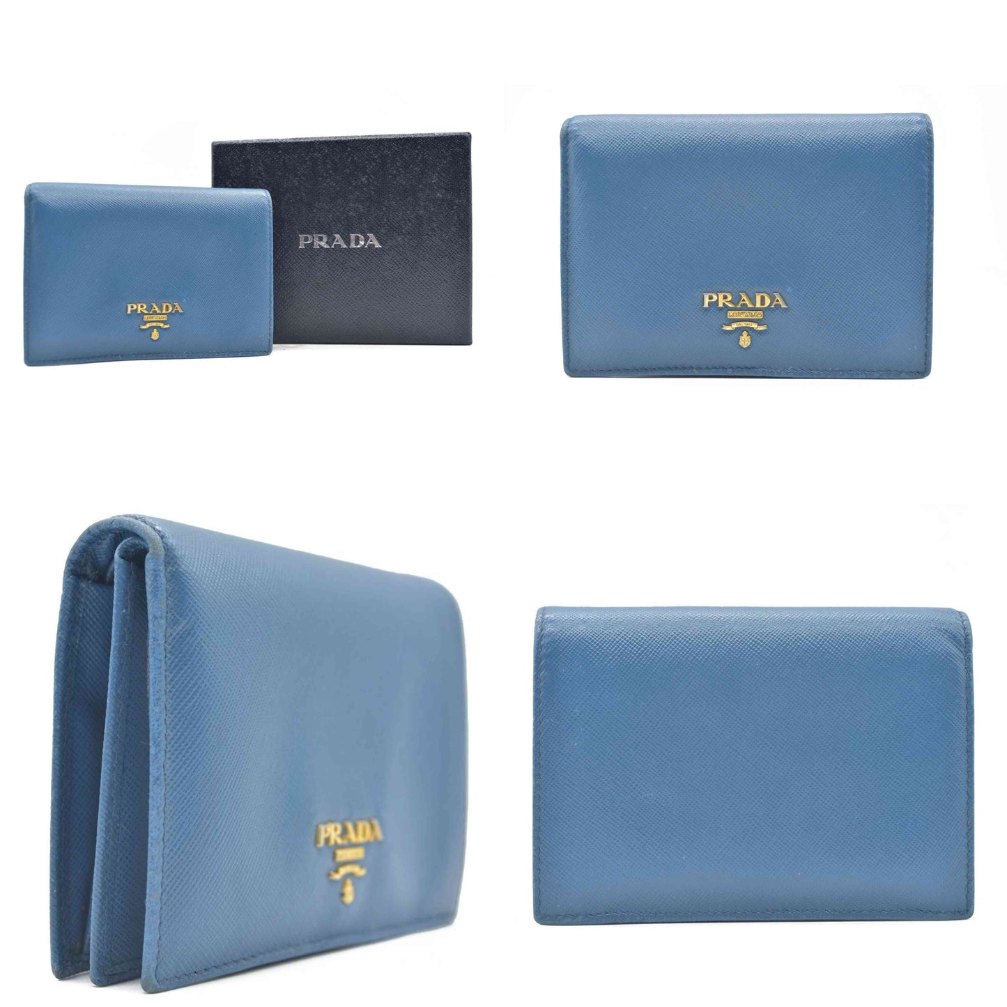 $750 Prada Saffiano Metal Leather Wallet