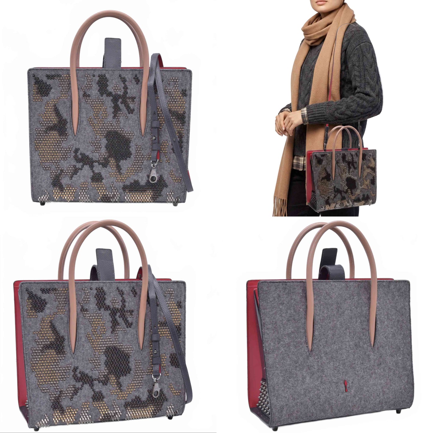 $3000 SPECIAL EDITION Christian Louboutin Felt Paloma Top Handle Bag
