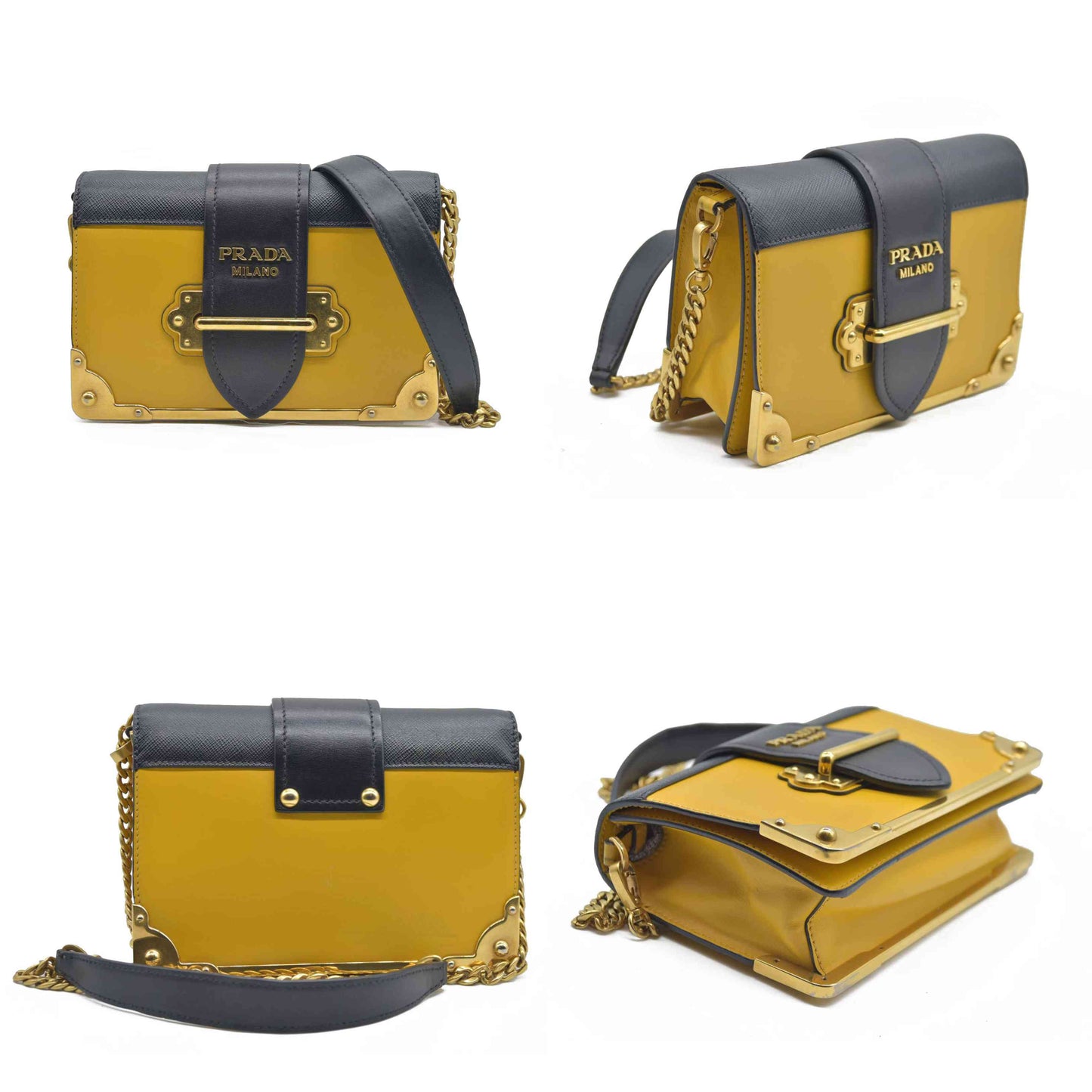 AUCTION $2710 Prada City Calf Saffiano Cahier Bag Soleil Black