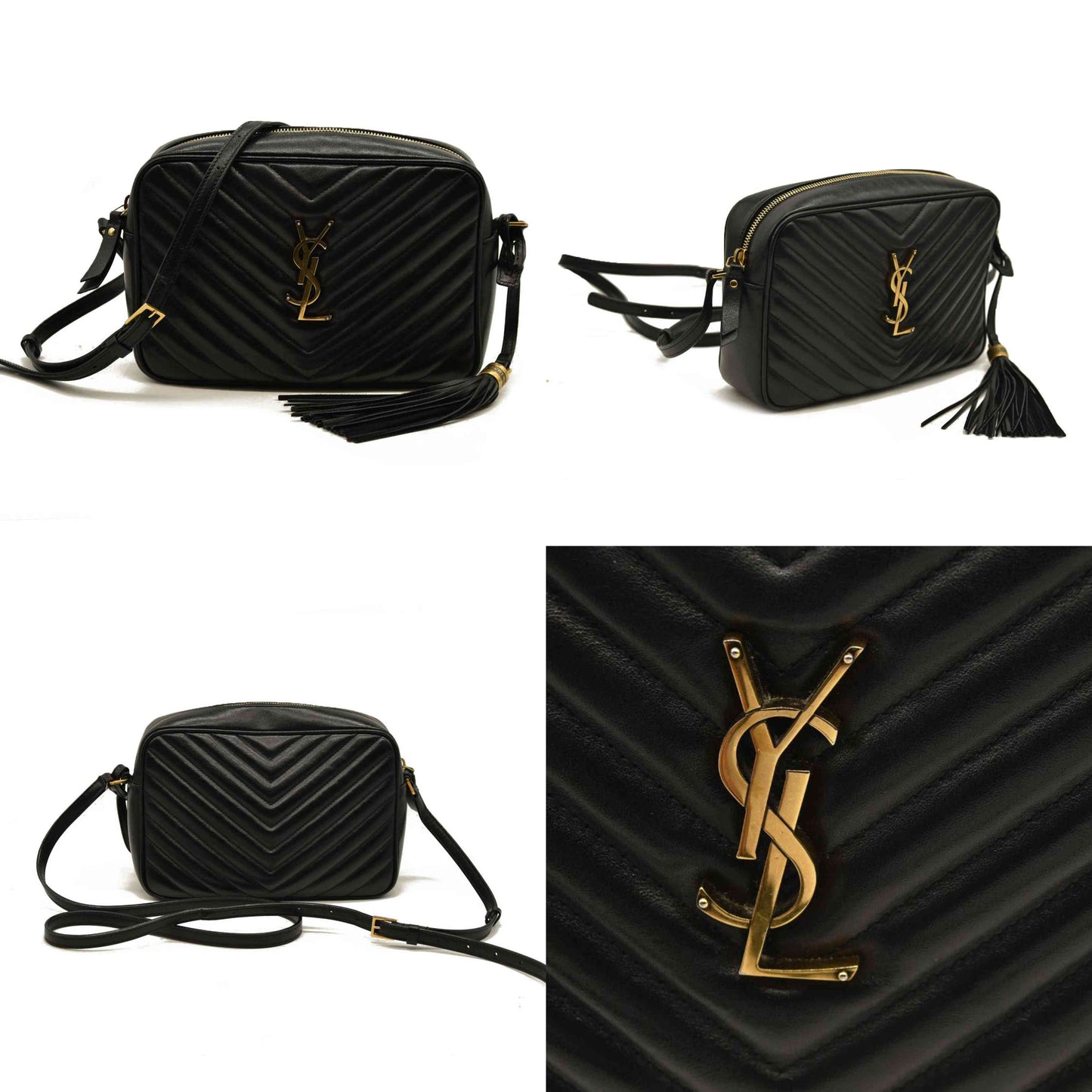 Saint Laurent  Calfskin Matelasse Monogram Lou CameraBag Black