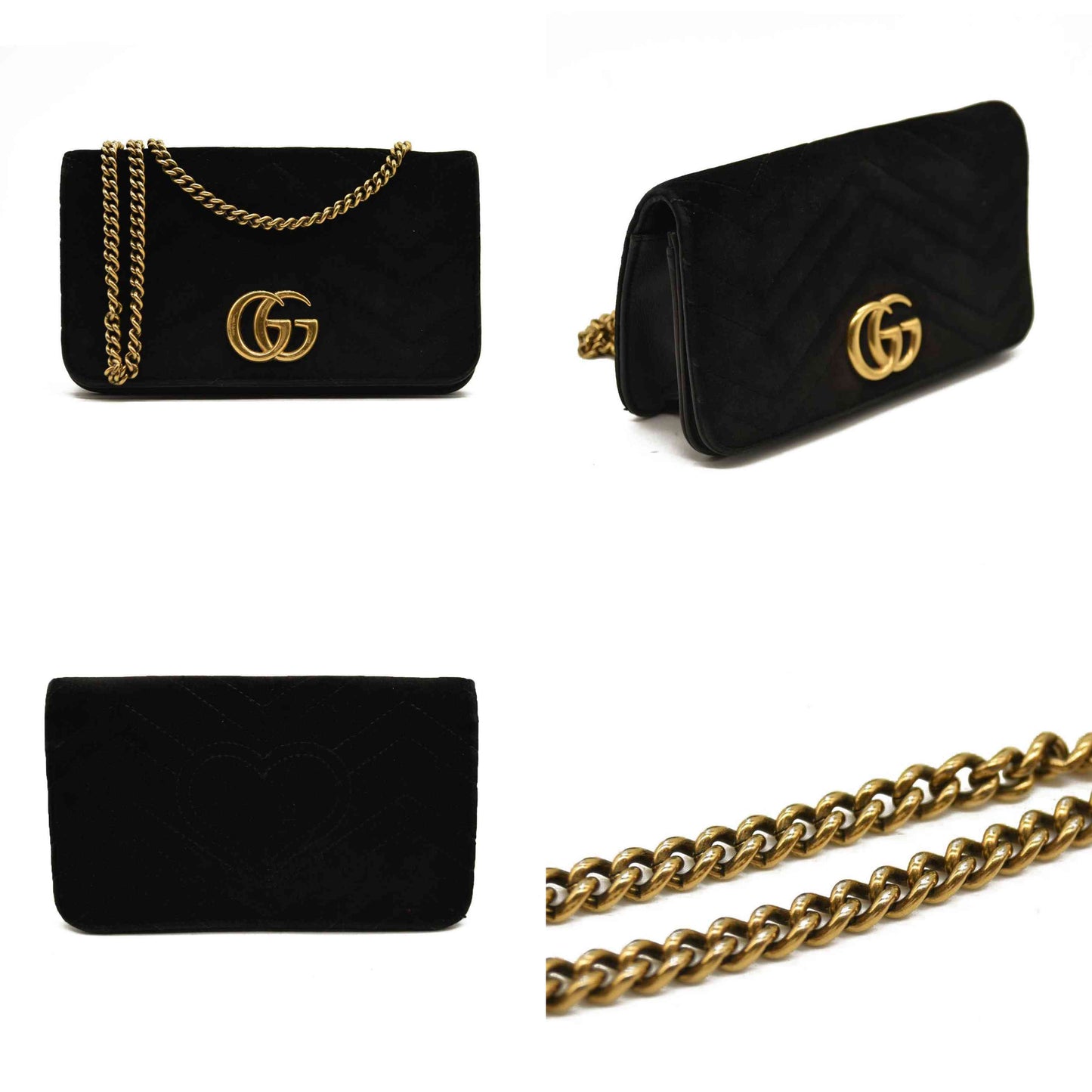 Gucci  Velvet Matelasse GG Marmont Mini Bag Black