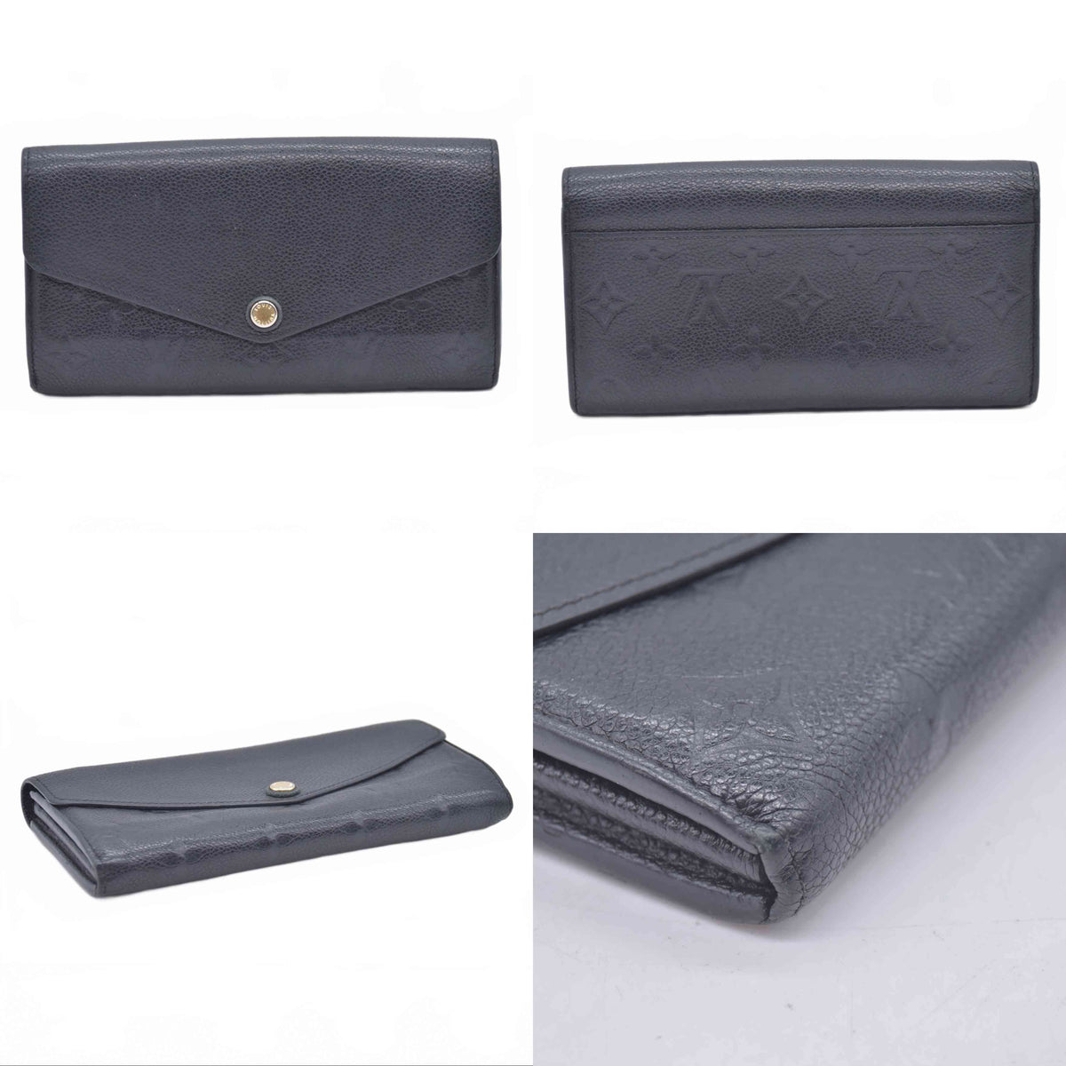 $1060 2015 Louis Vuitton Empreinte Sarah Wallet NM Black CA4105
