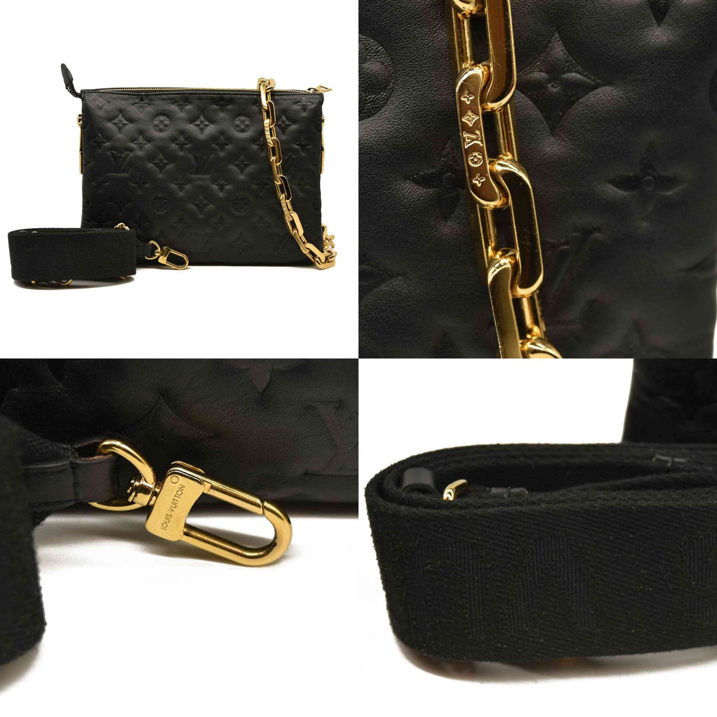 Louis Vuitton  Lambskin Embossed Monogram Coussin MM Black