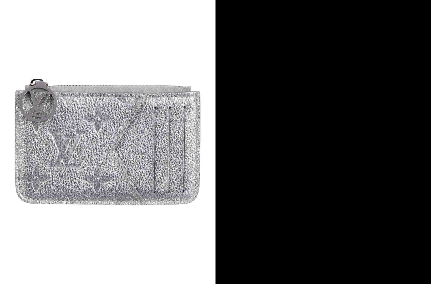 $590 Louis Vuitton Empreinte Monogram Zipped Romy Card Holder Silver