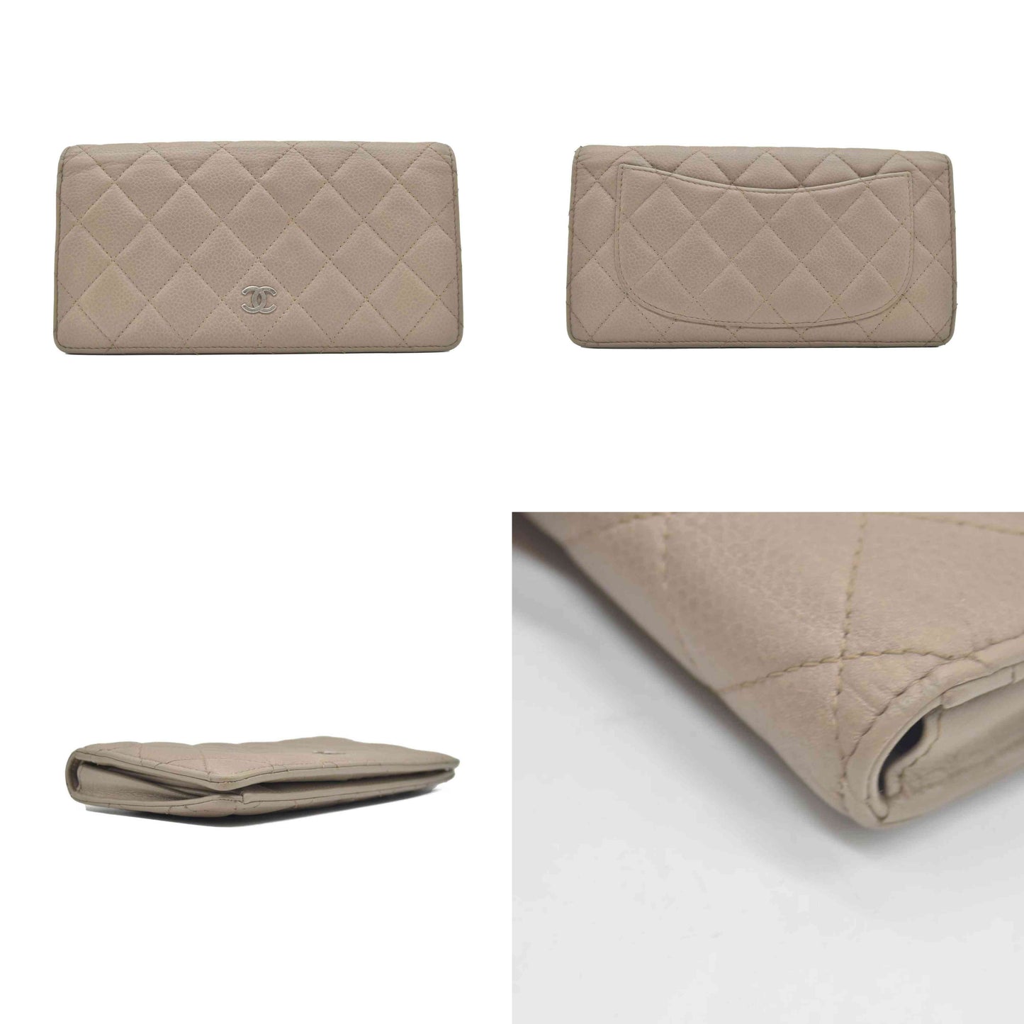 $900 2010 Chanel Caviar Yen Bifold Wallet Beige CONSIGNMENT