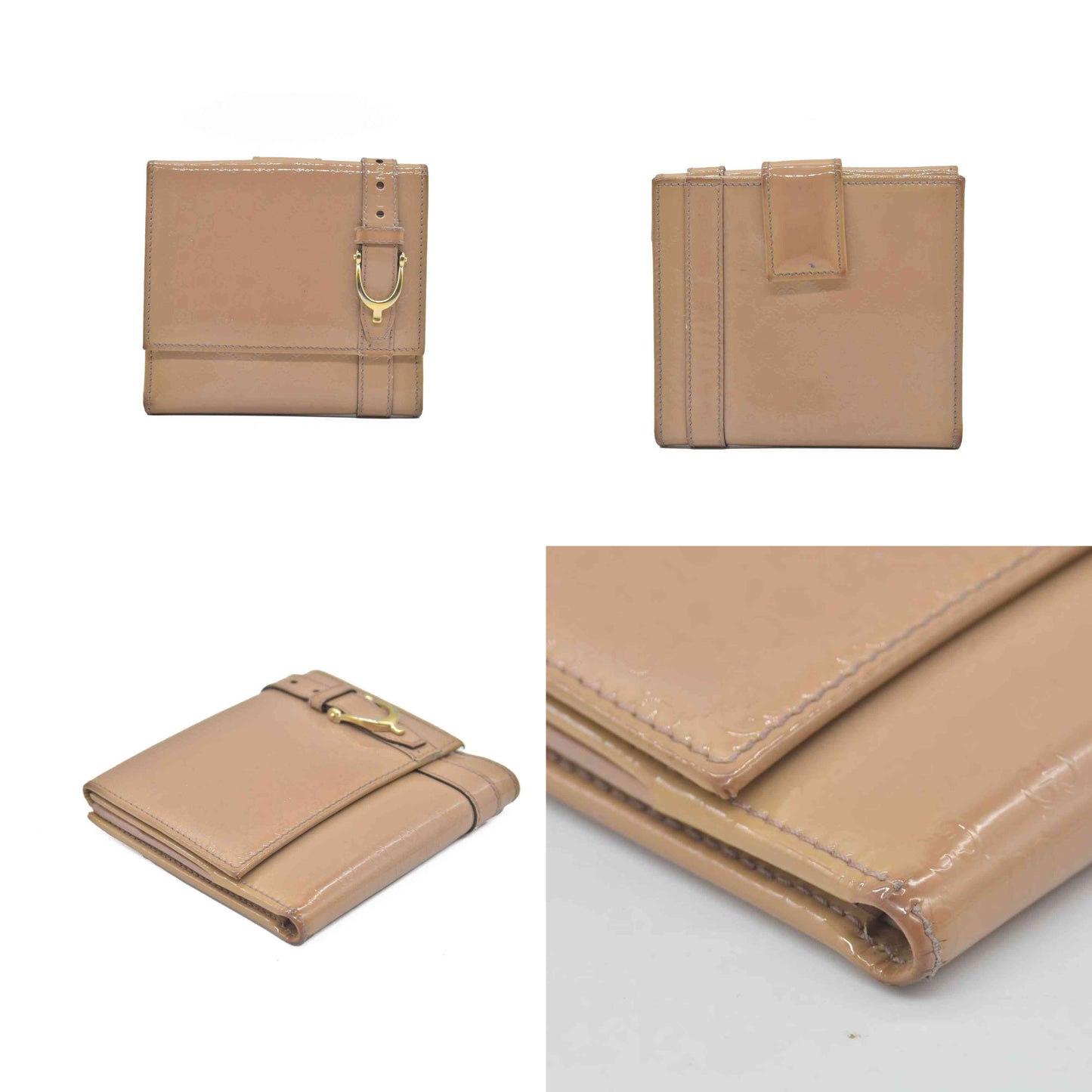 $470 Gucci Pink Patent Leather Microguccissima Nice Compact Wallet CONSIGNMENT