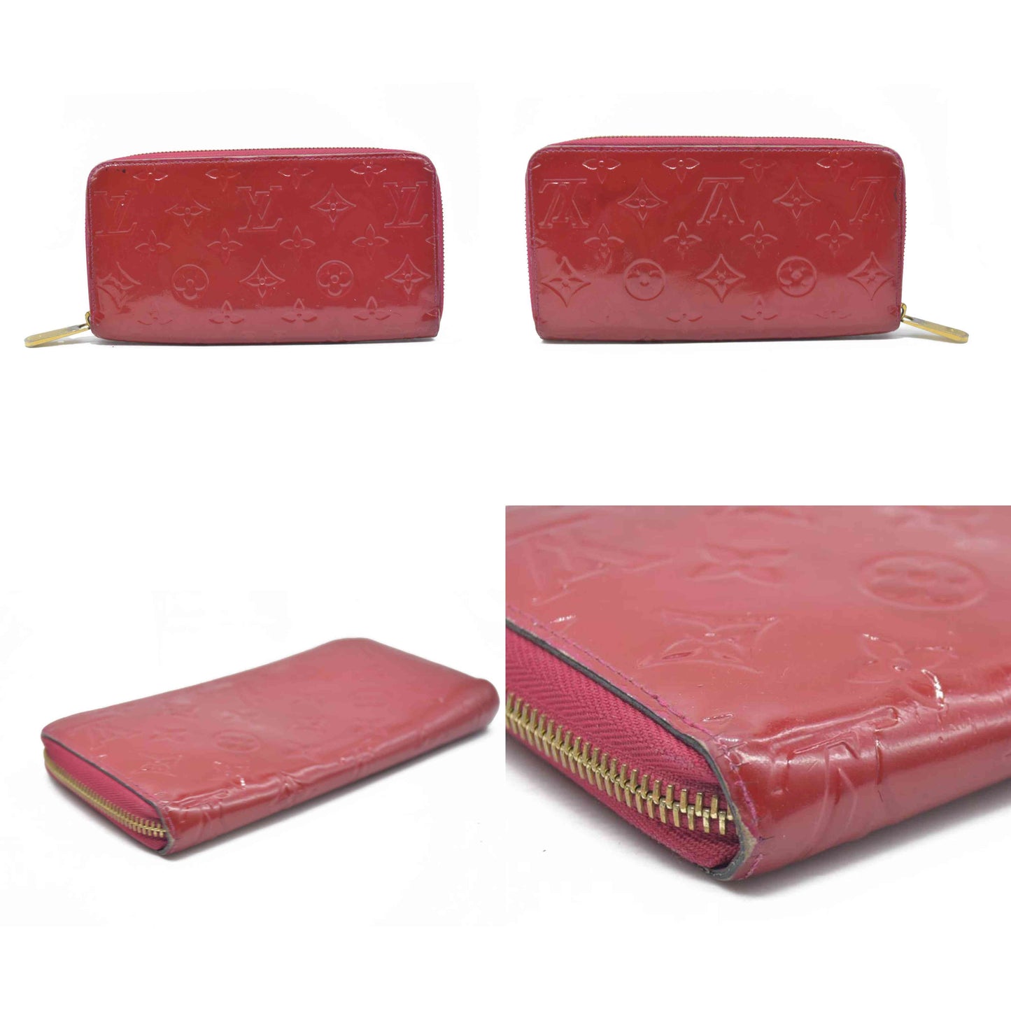 $840 Louis Vuitton Monogram Vernis Zippy Zip Around Long Wallet CA0123
