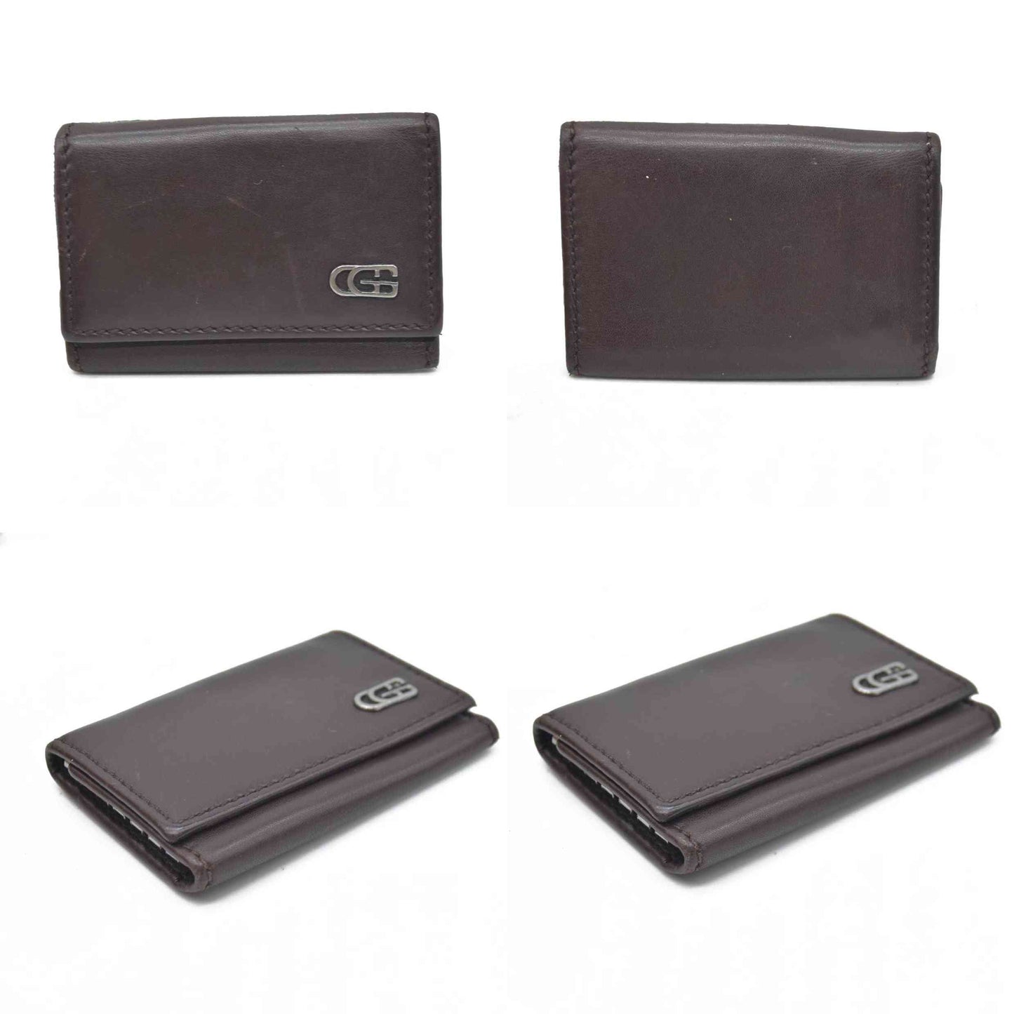 GUCCI Double G Leather 6 Ring Key Case Brown