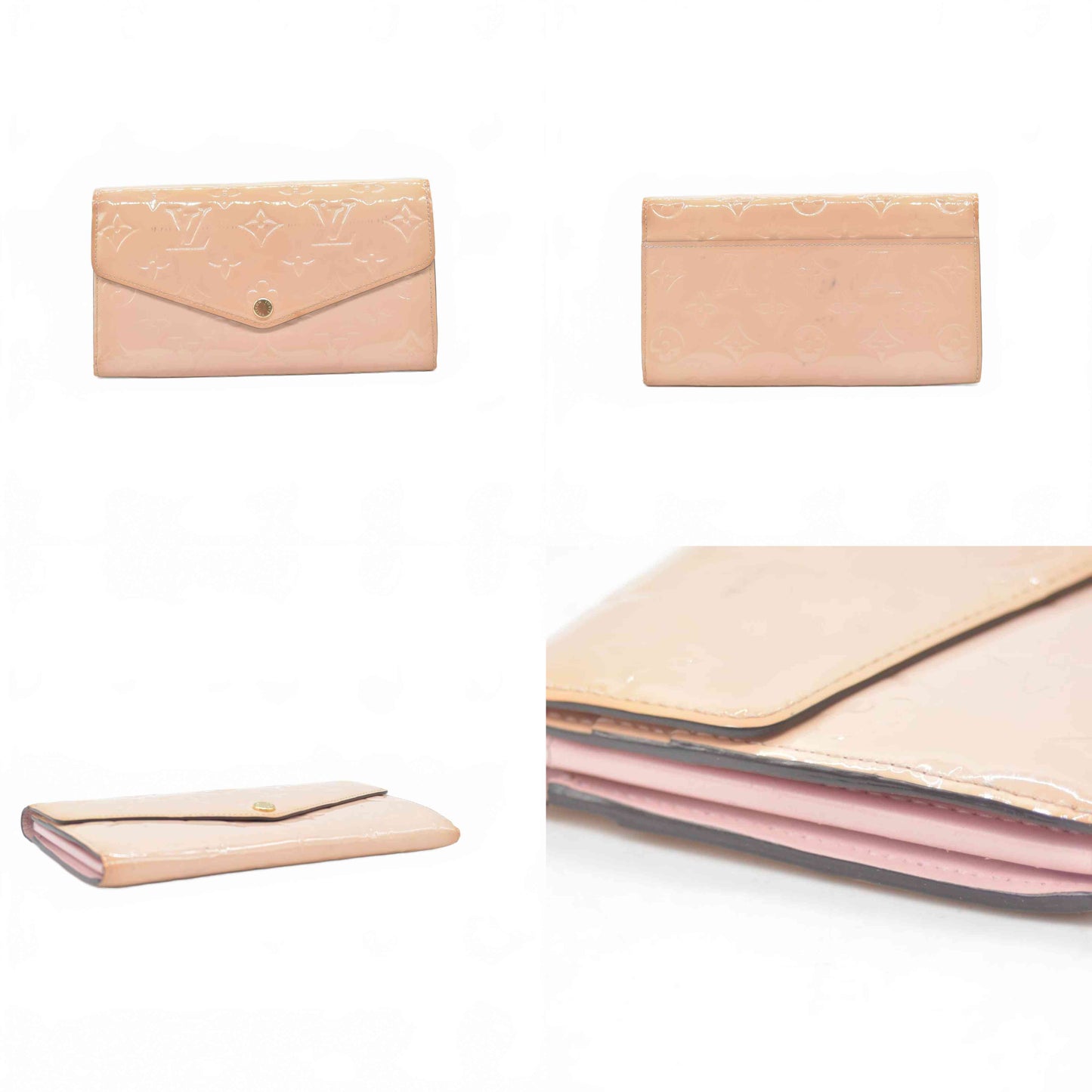 $840 Louis Vuitton Vernis Sarah Wallet Rose Poudre CONSIGNMENT TS0127