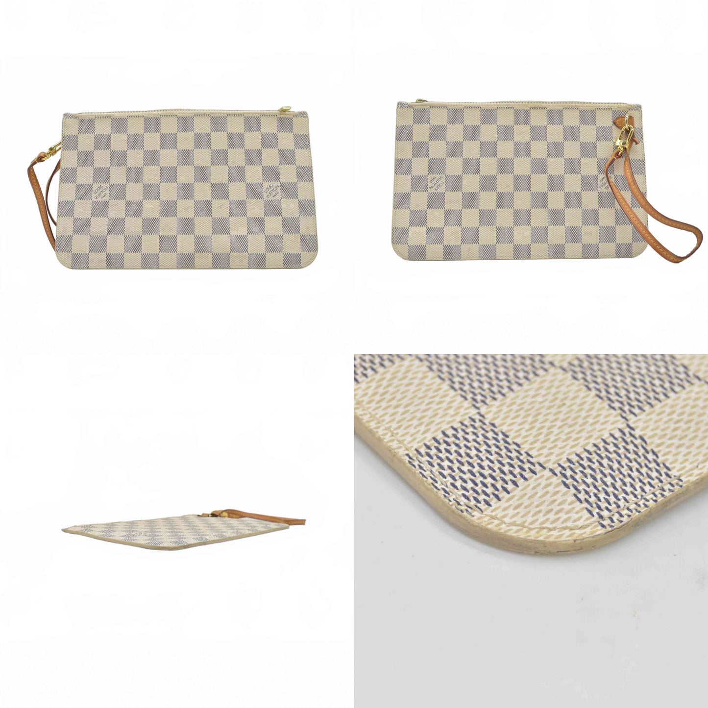 $600 Louis Vuitton Damier Azur Neverfull GM MM Tote Pochette AR1134