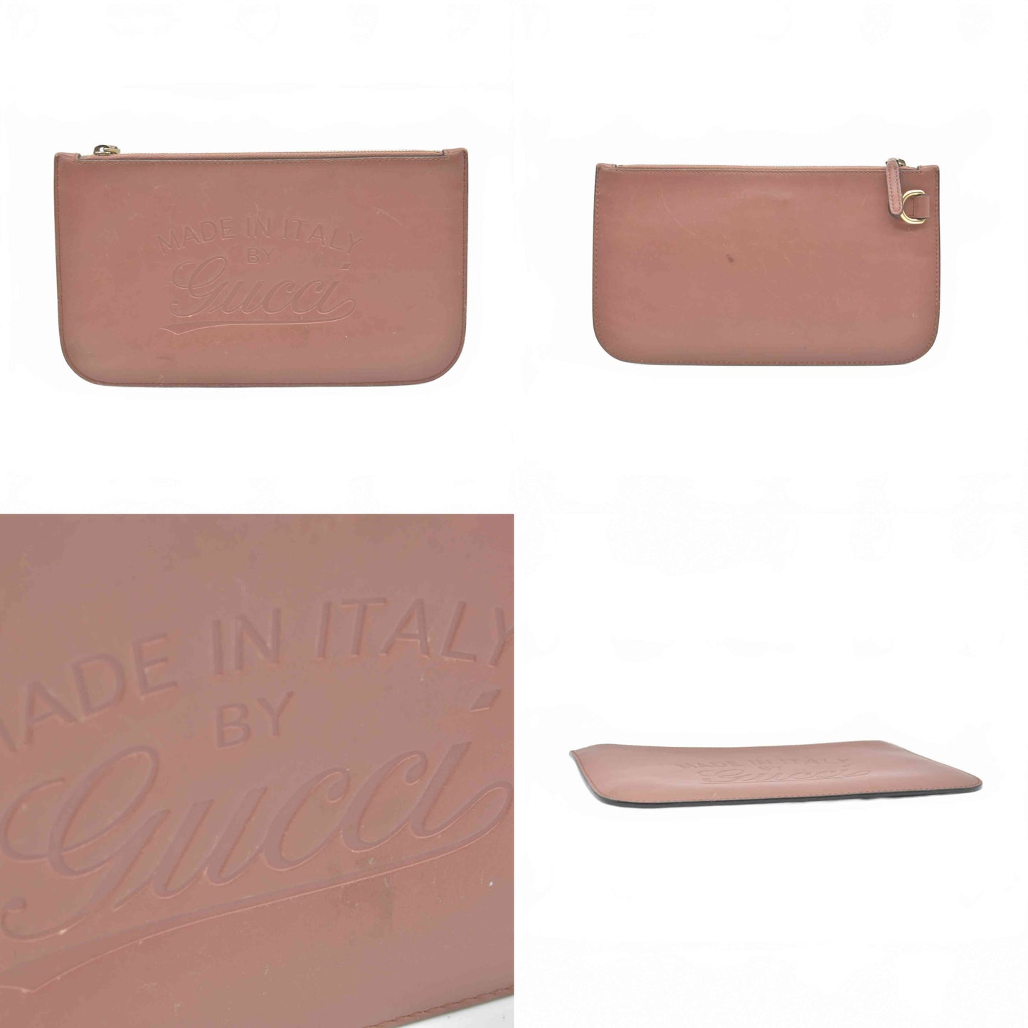 GUCCI GUCCI Swing Logo Leather Cosmetic Pouch Bag Brown