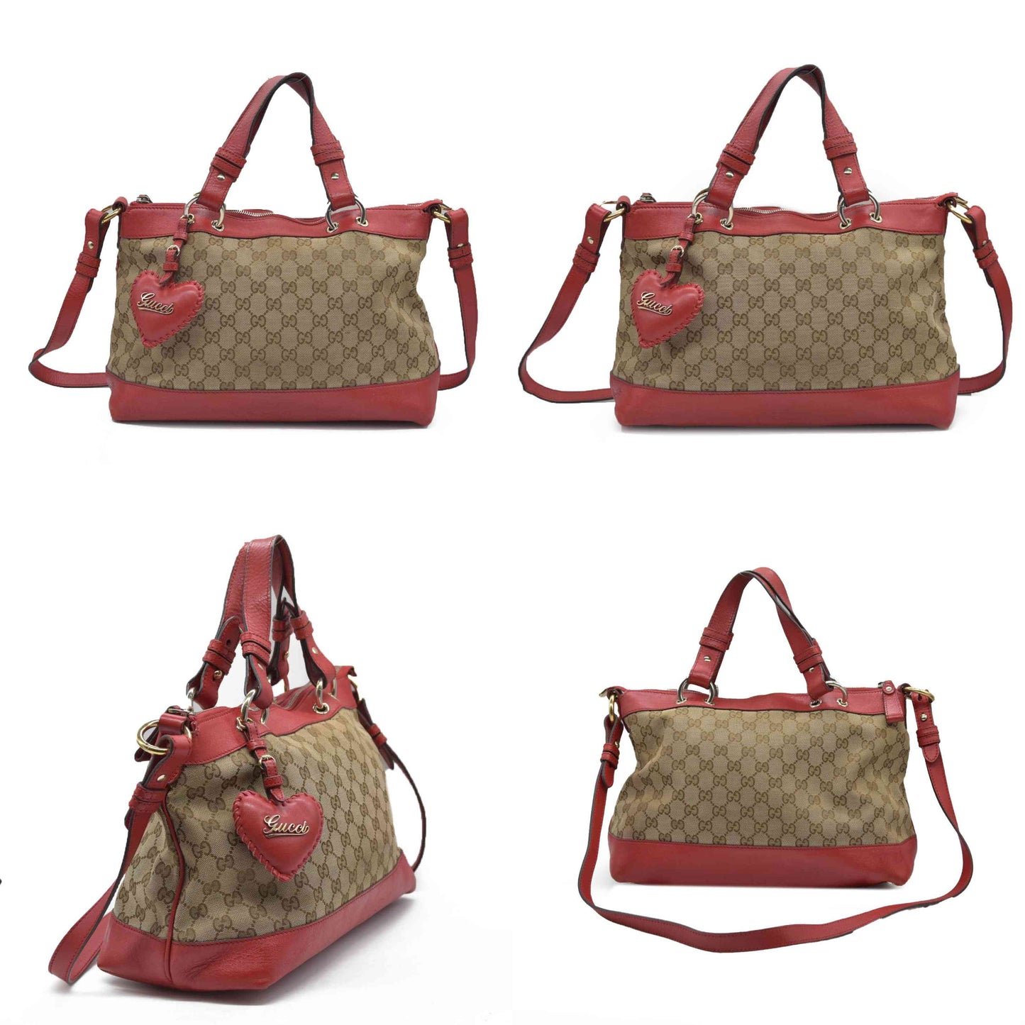 $1980 Gucci Monogram Signature GG Valentine Tote Red