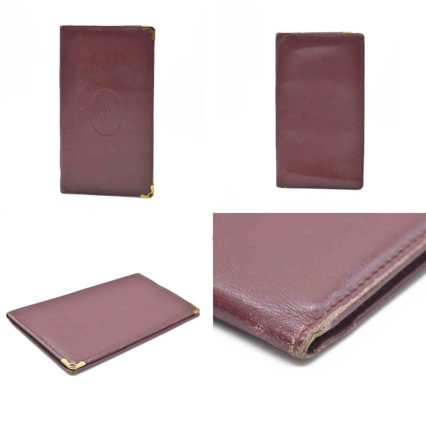 Must de Cartier Leather Long Bifold Wallet Bordeaux