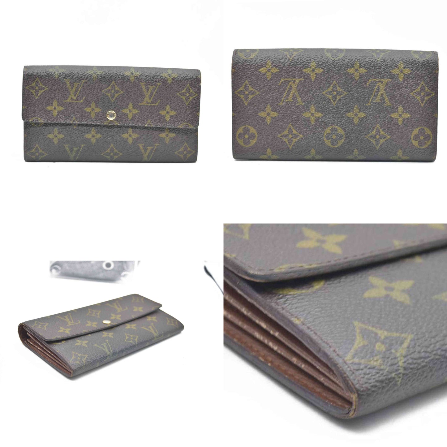 $725 Louis Vuitton Monogram Portefeiulle Sarah Long Bifold Wallet Brown CA6008