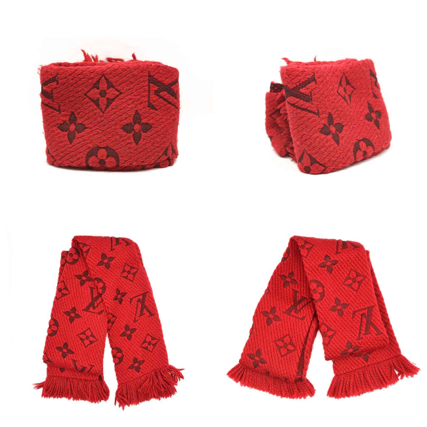 LOUIS VUITTON RED LOGOMANIA WOOL SCARF