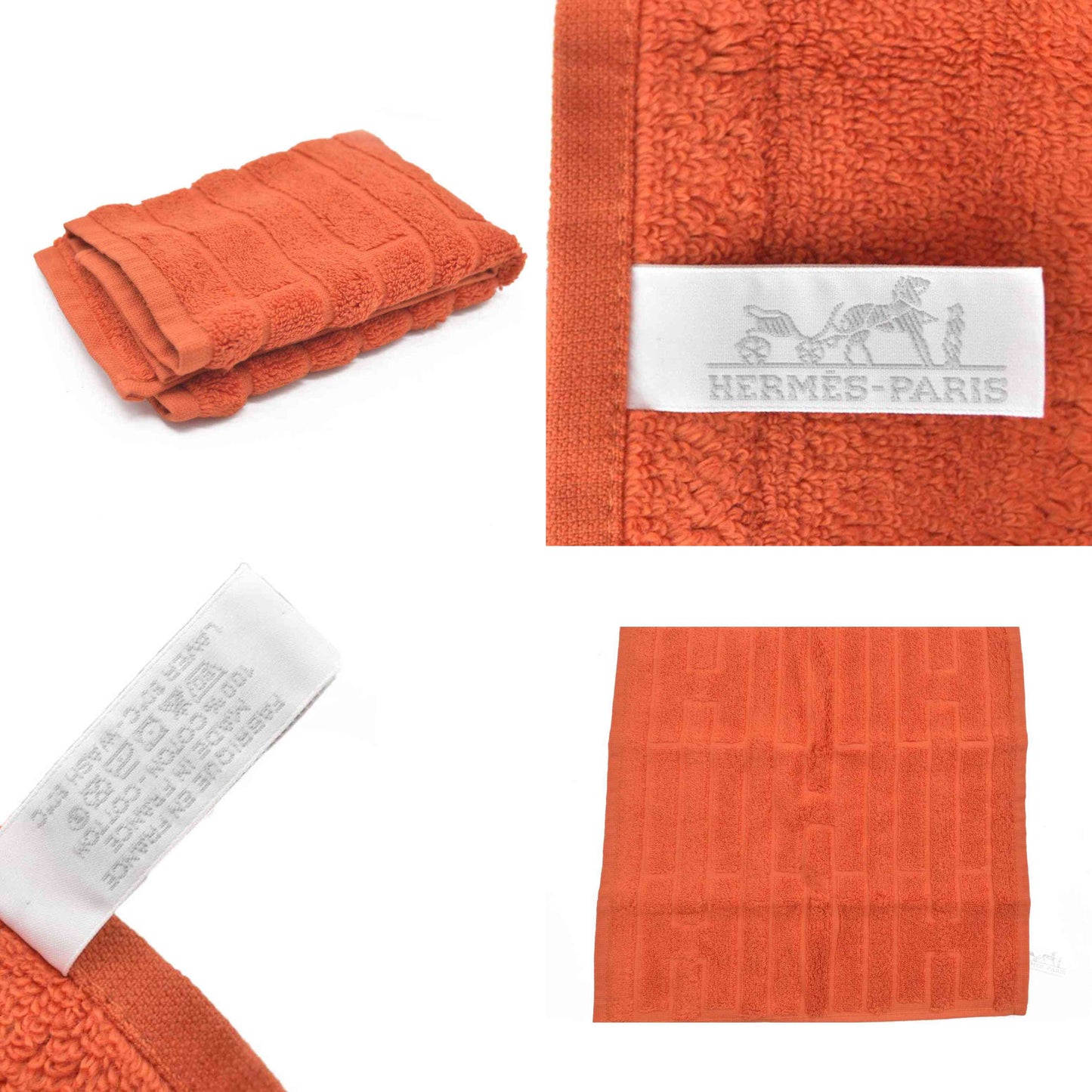 $90 NEW Unused HERMES 100% Cotton Towel Handkerchief Orange