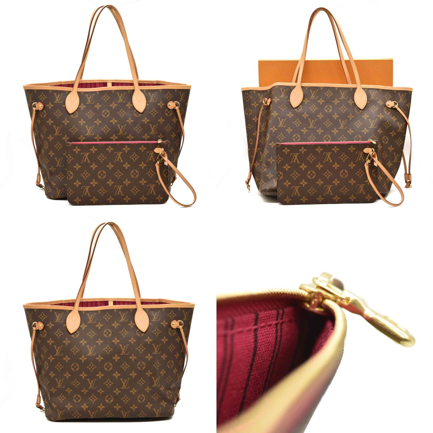 Louis Vuitton Monogram Neo Neverfull MM Pivoine with pouch and box RFID