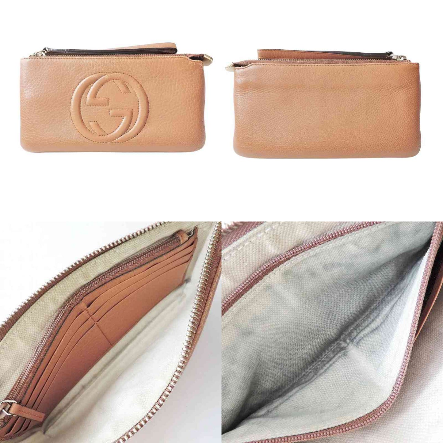 Gucci  leather Soho Wristlet Dark Cipria