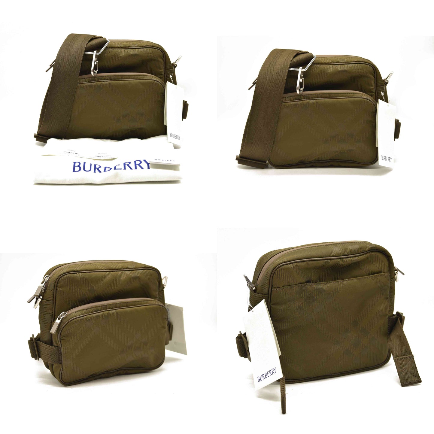 $1350 Burberry Check Jacquard Pocket Crossbody Bag Computer Bag