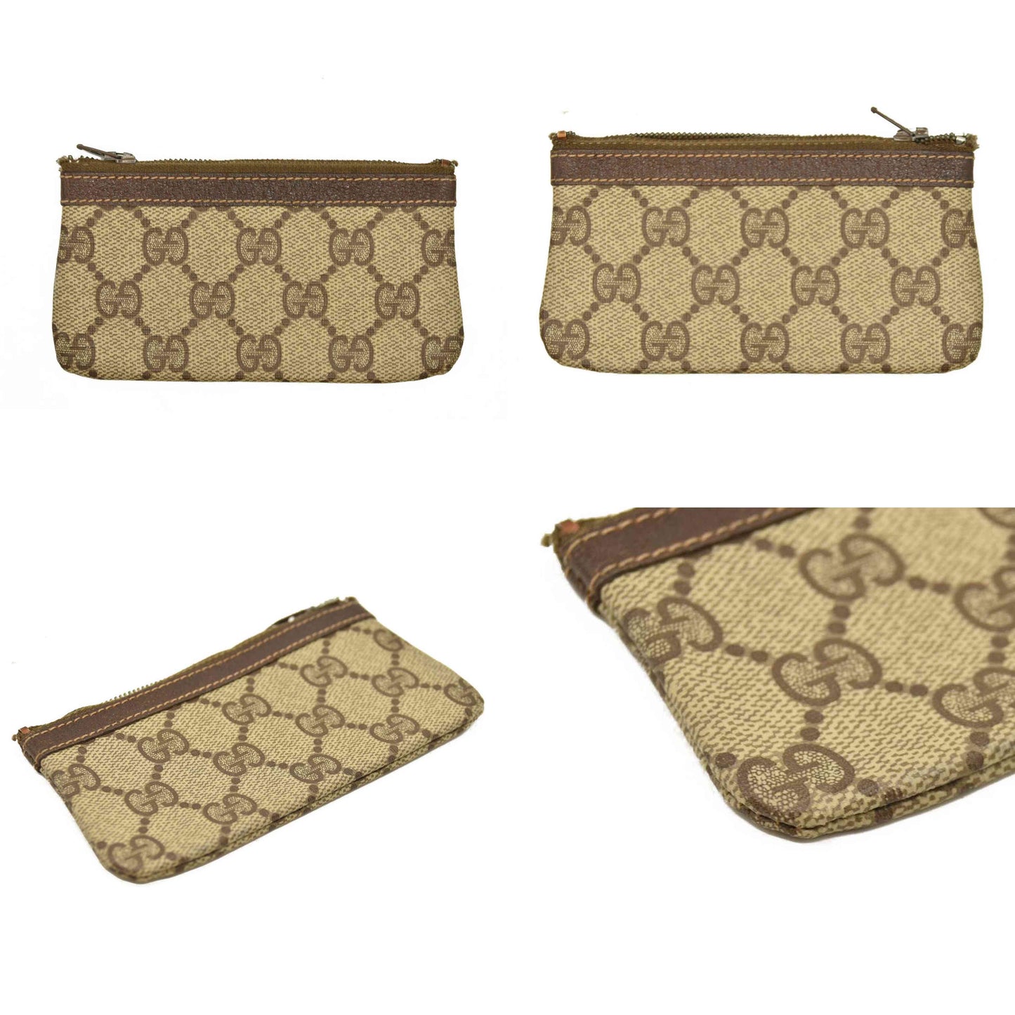 GUCCI GG Logo PVC Leather Coin Purse Wallet Beige