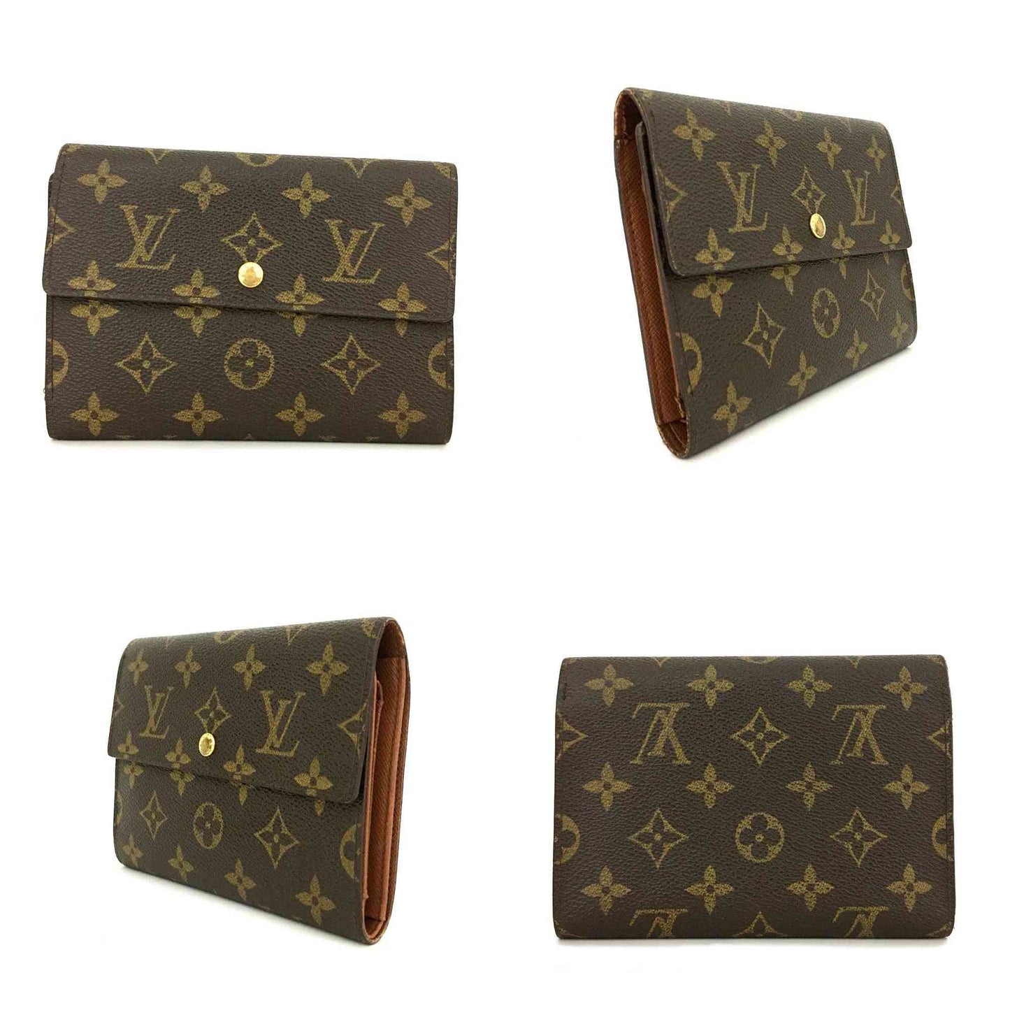 Louis Vuitton Monogram Porte Tresor Etui Papiers Trifold Wallet Brown SP0929