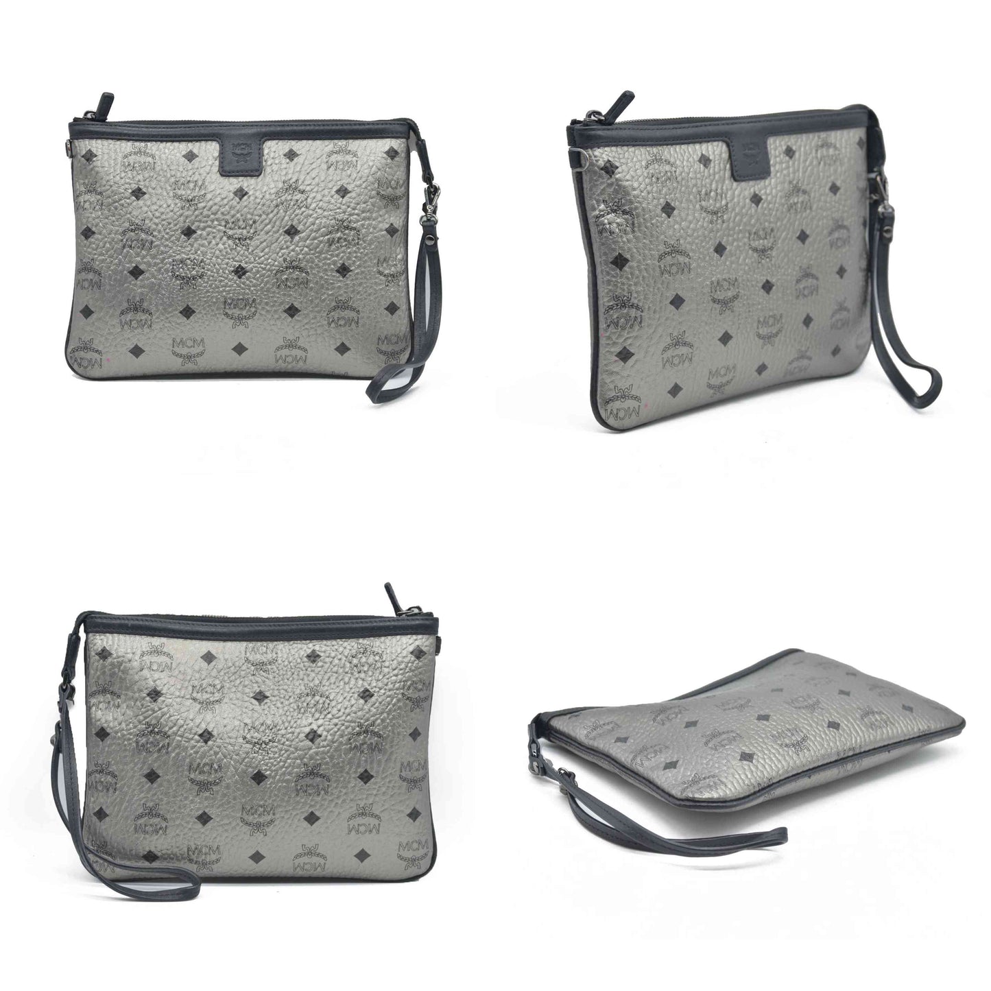 $700 MCM Tote Pouch Silver CONSIGNMENT