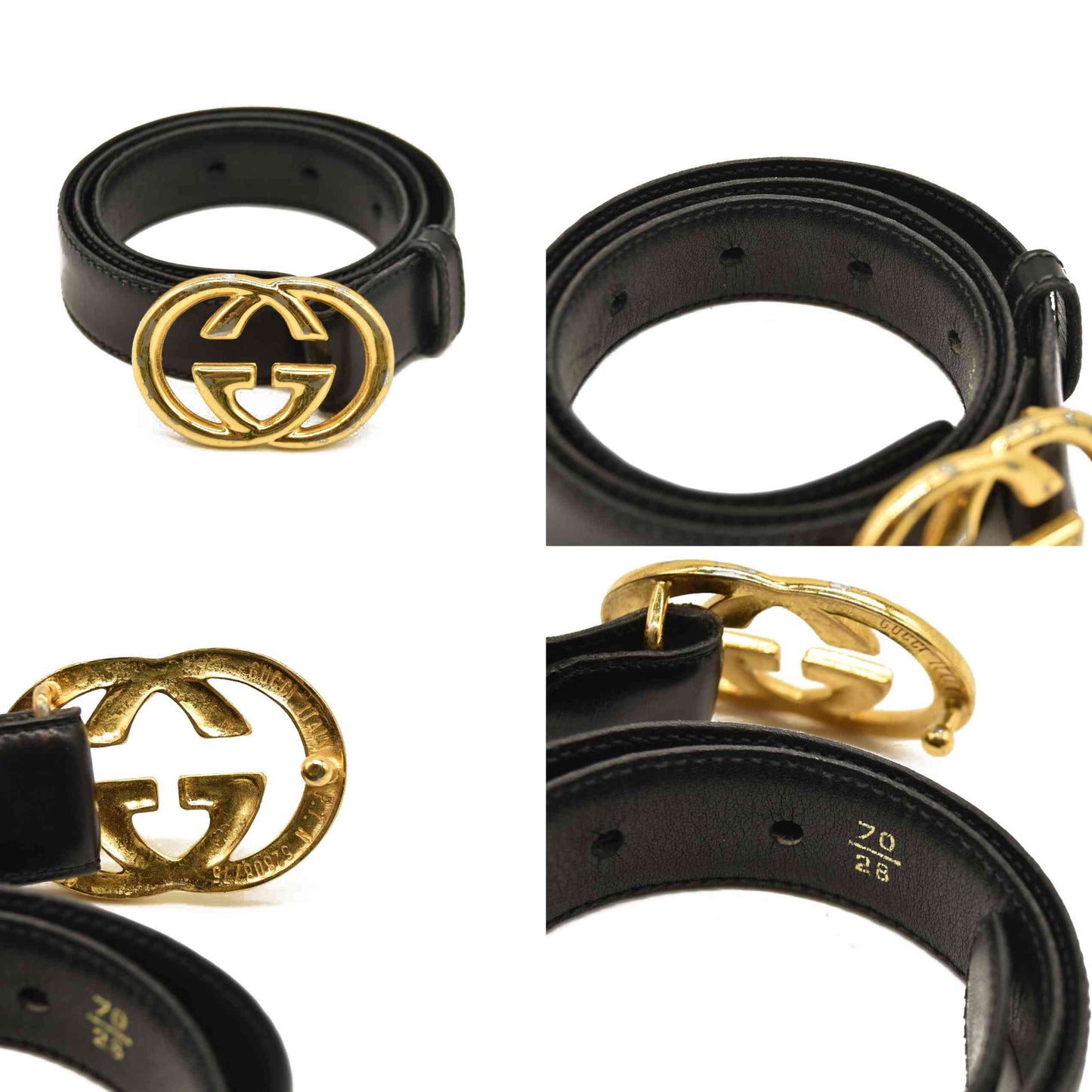 Gucci  Calfskin Double G 20mm Belt 70 28 Black