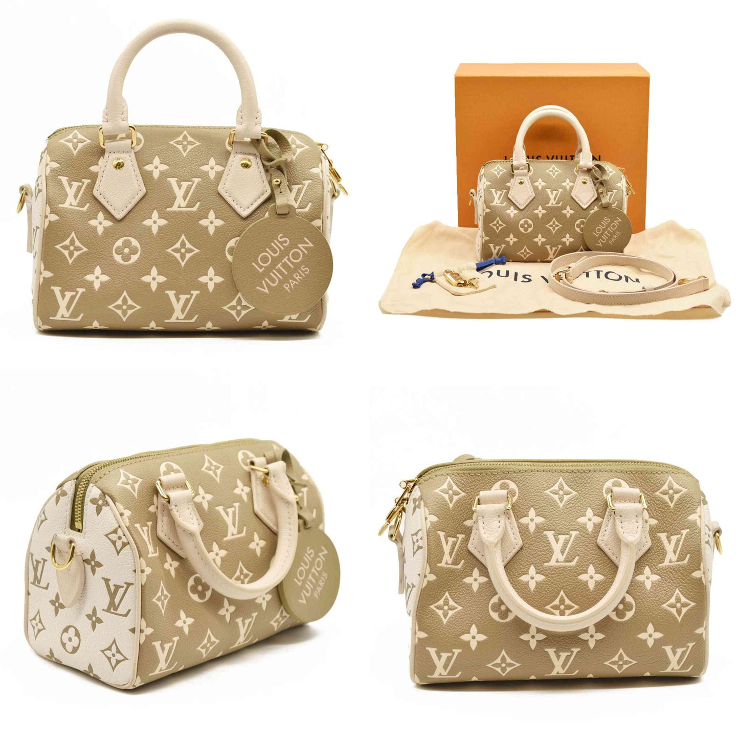 LOUIS VUITTON Empreinte Monogram Spring in the City Speedy Bandouliere 20 Kaki Beige Cream