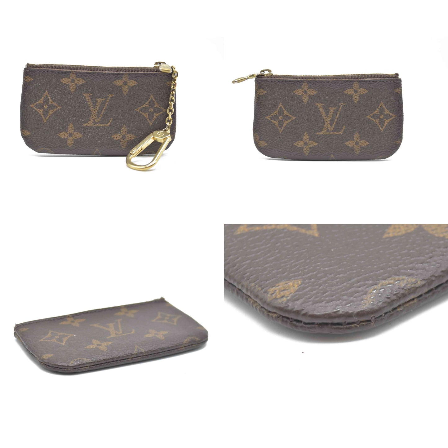AUCTION $345 Louis Vuitton Monogram Pochette Cles Wallet Coin Purse Brown Made In USA SD21