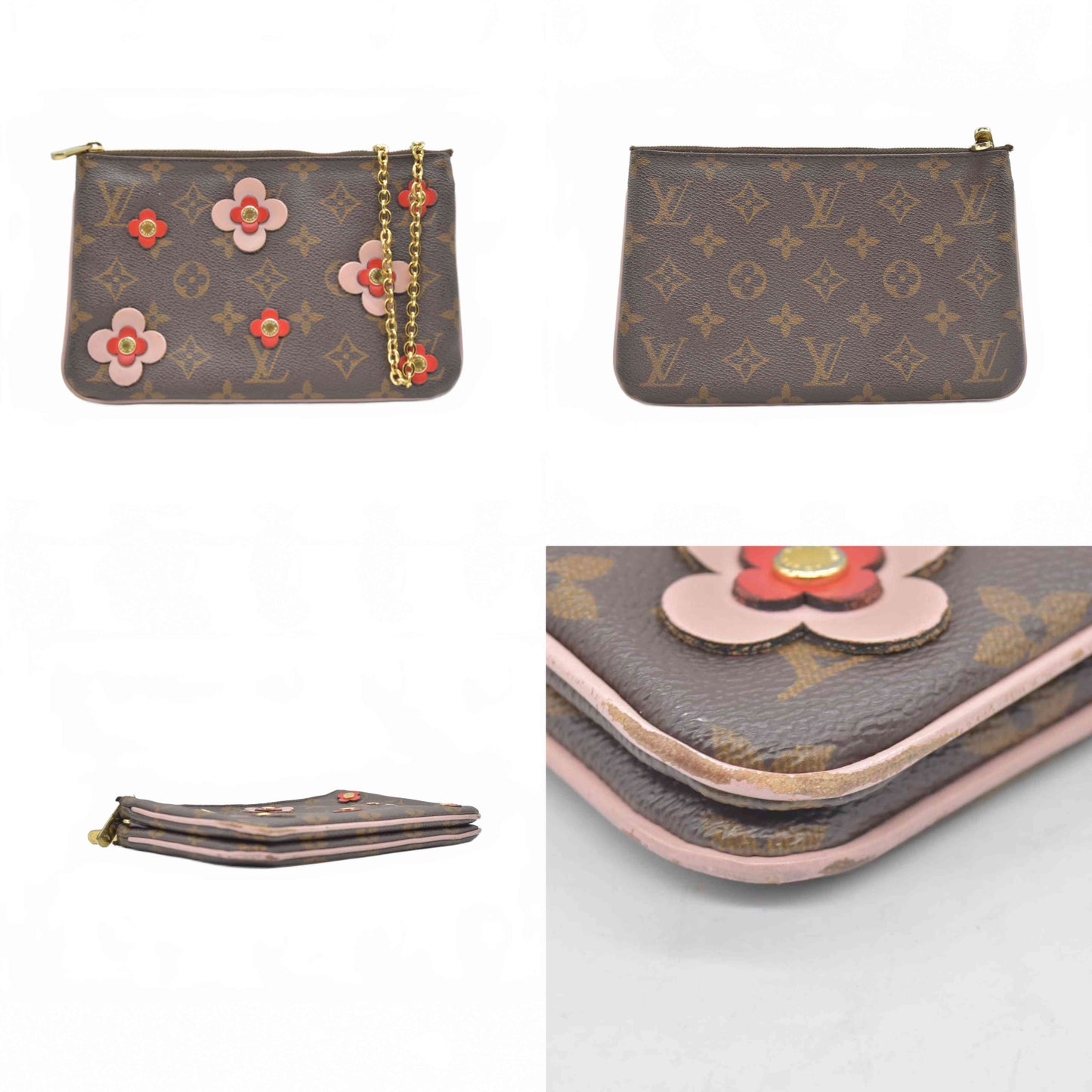 $1420 2019 Louis Vuitton Pochette Double Zipper Flower Monogram GI0169