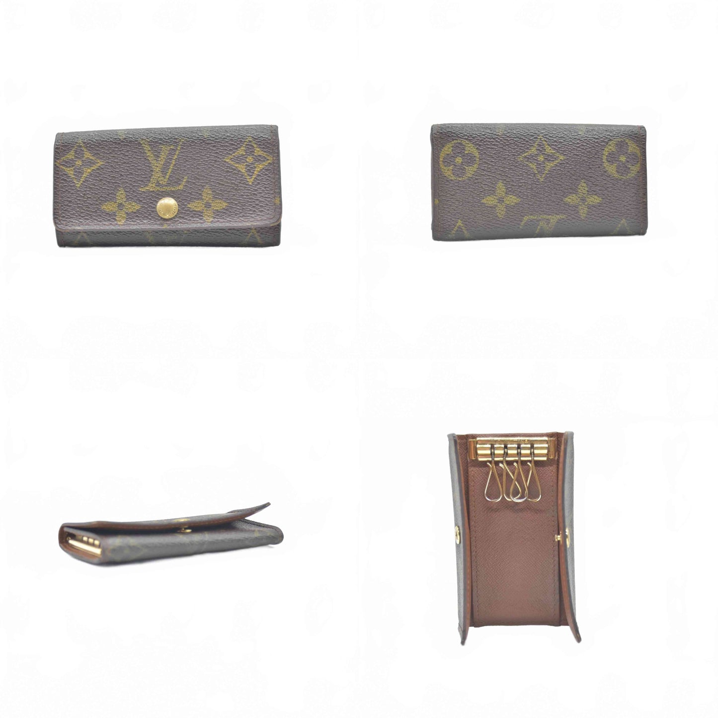 $345 2000 Louis Vuitton Monogram Multicles 4 Ring Key Case Brown SD0030 CONSIGNMENT