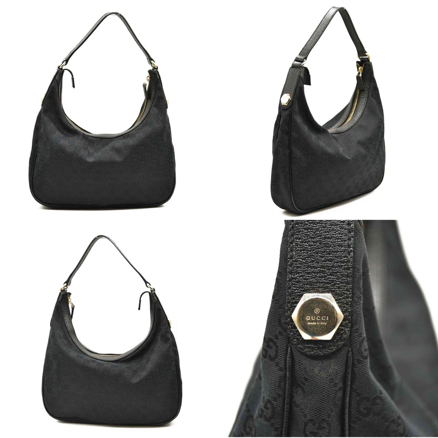 GUCCI Monogram Small Charmy Hobo Black