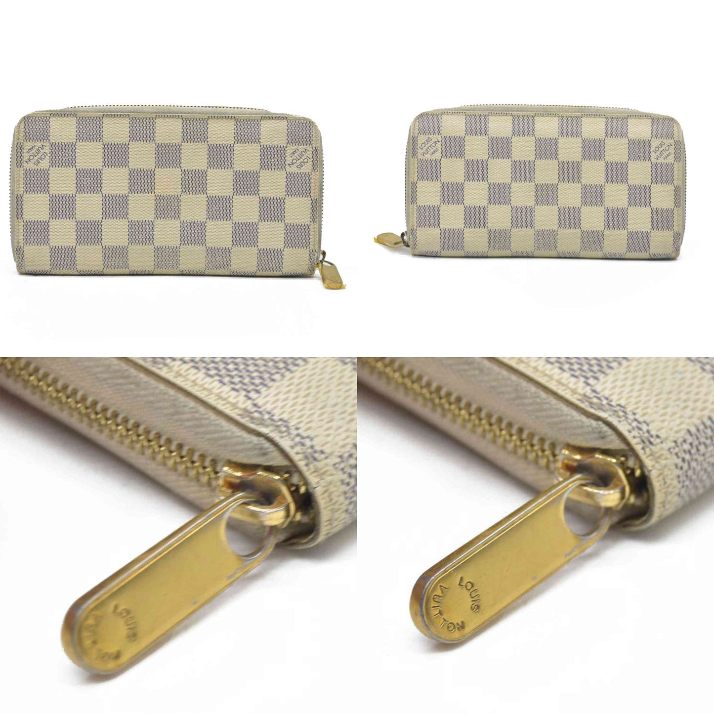 AUCTION $915 Louis Vuitton Damier Azur Zippy Zip Around Long Wallet Purse White CA1132