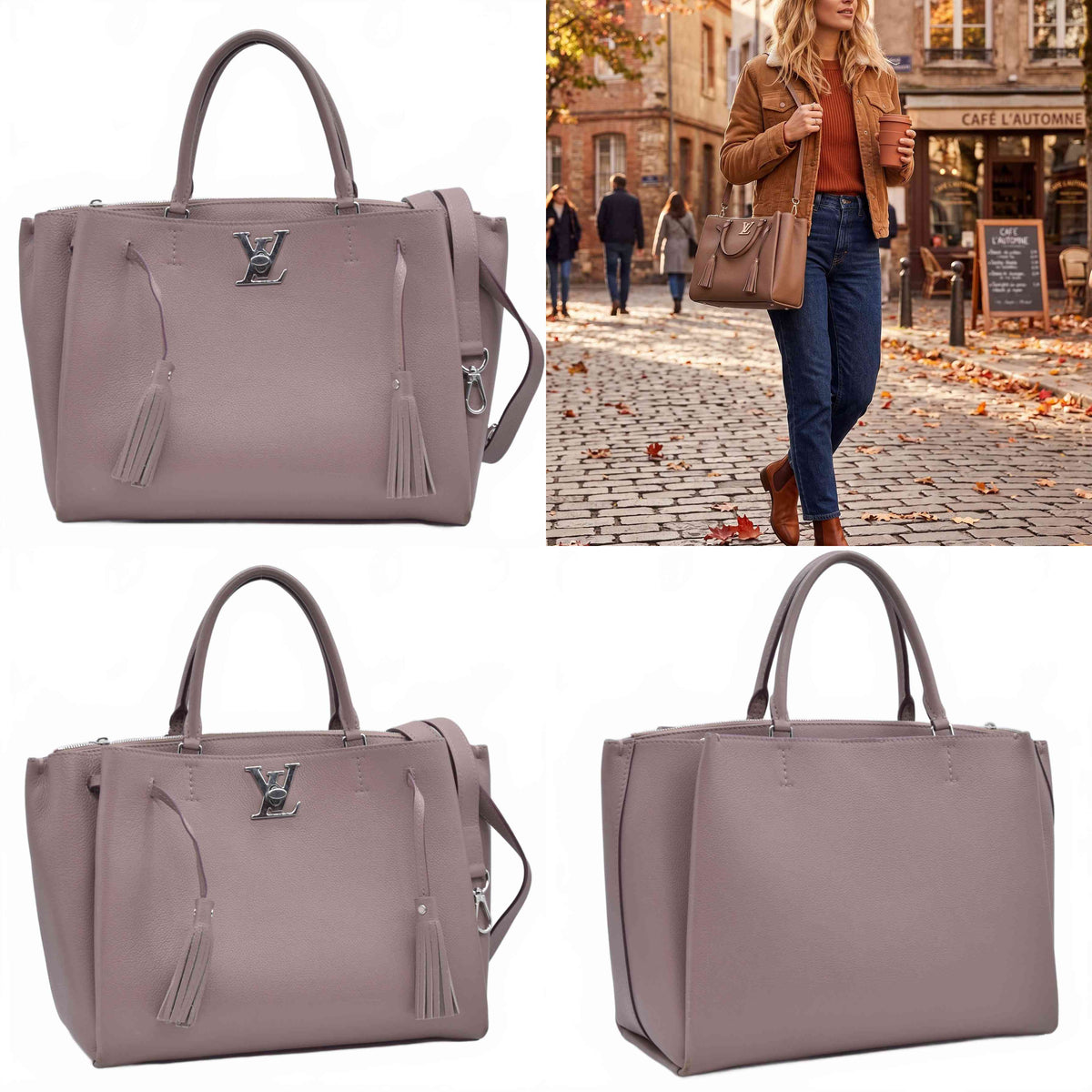 $3100 2017 Louis Vuitton Calfskin Lockmeto Beige 10021133 AR4167