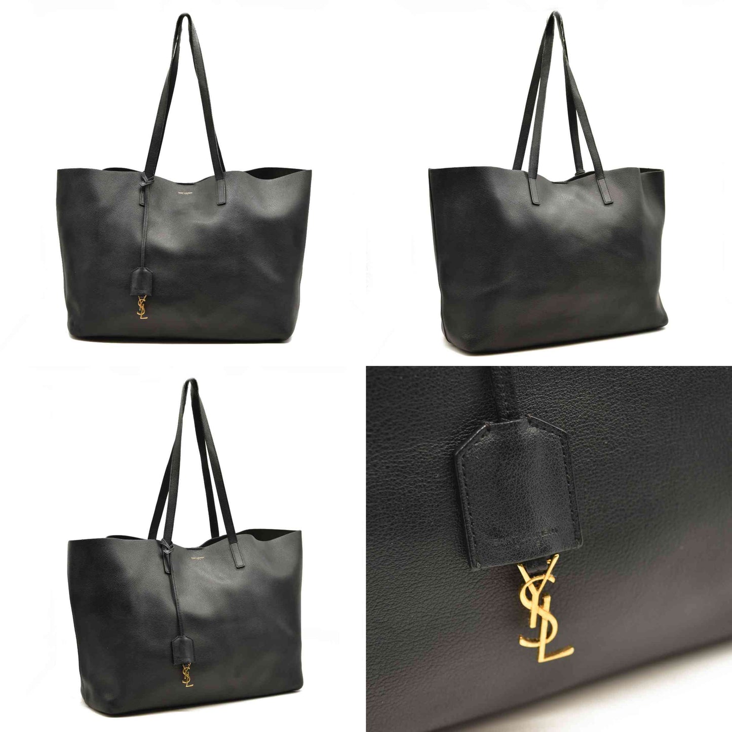 Saint Laurent  Calfskin Large Shopping Tote Black