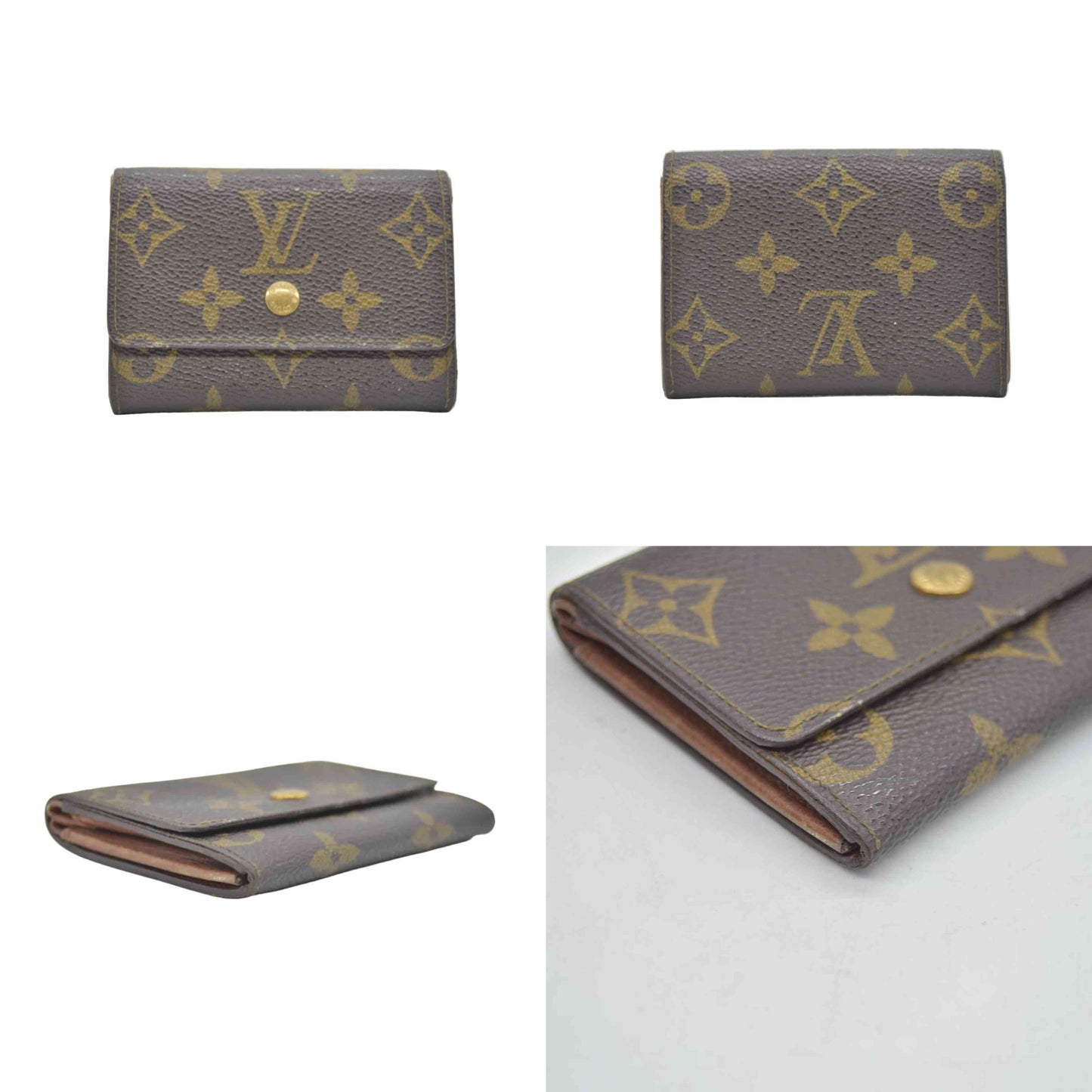 $395 1992 Louis Vuitton Monogram Porte-Monnaie Plat Coin Purse RA1912
