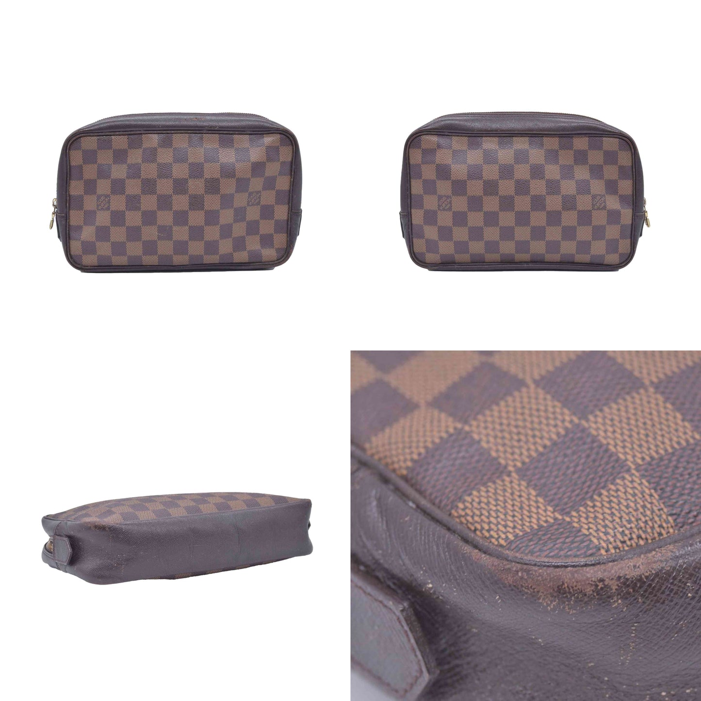 $1130 1998 LOUIS VUITTON Damier Ebene Toiletry Bag 25 CA0968