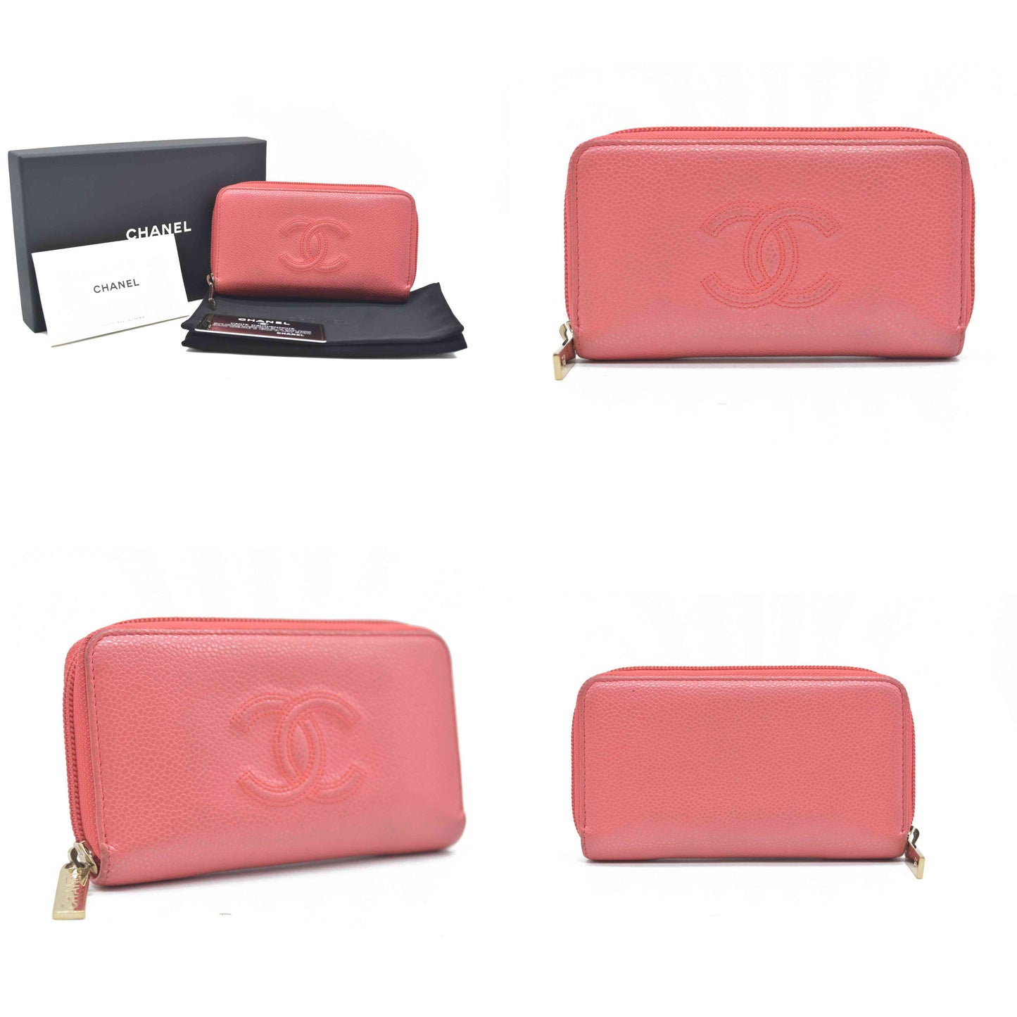 Chanel Compact Timeless Zip Around Wallet Caviar Pink 2019