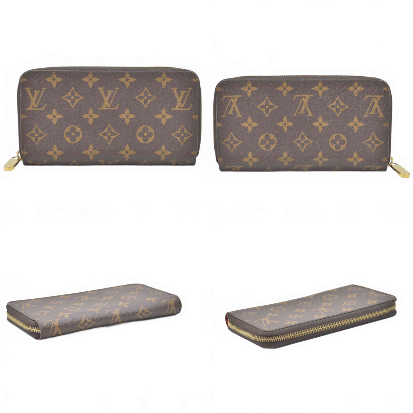 $960 RFID Louis Vuitton Monogram Zippy Wallet Coquelicot