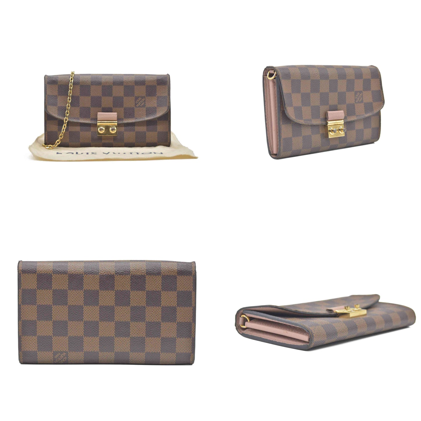 $1580 2018 Louis Vuitton Damier Ebene Croisette Wallet on Chain MI1178