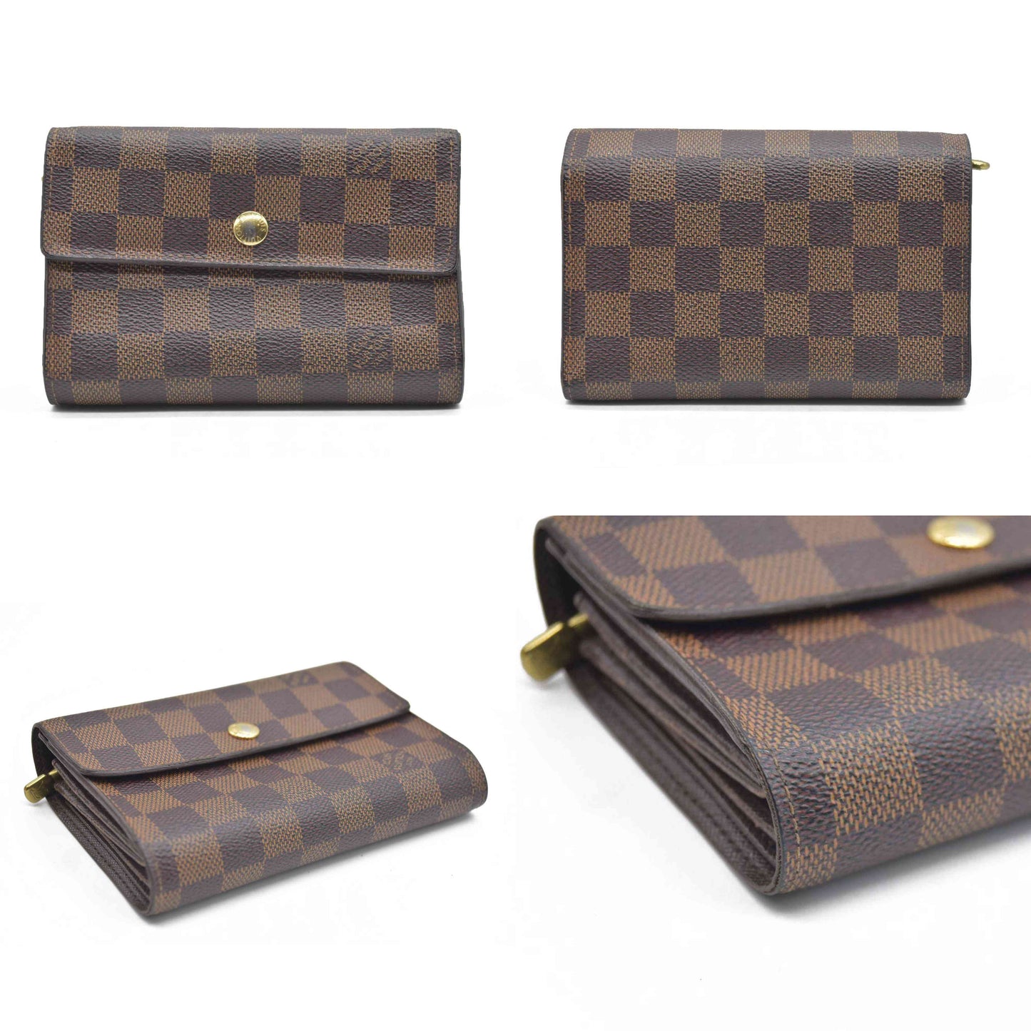 AUCTION $610 Louis Vuitton  Damier Ebene Porte Tresor Etui Papiers Wallet CA0112