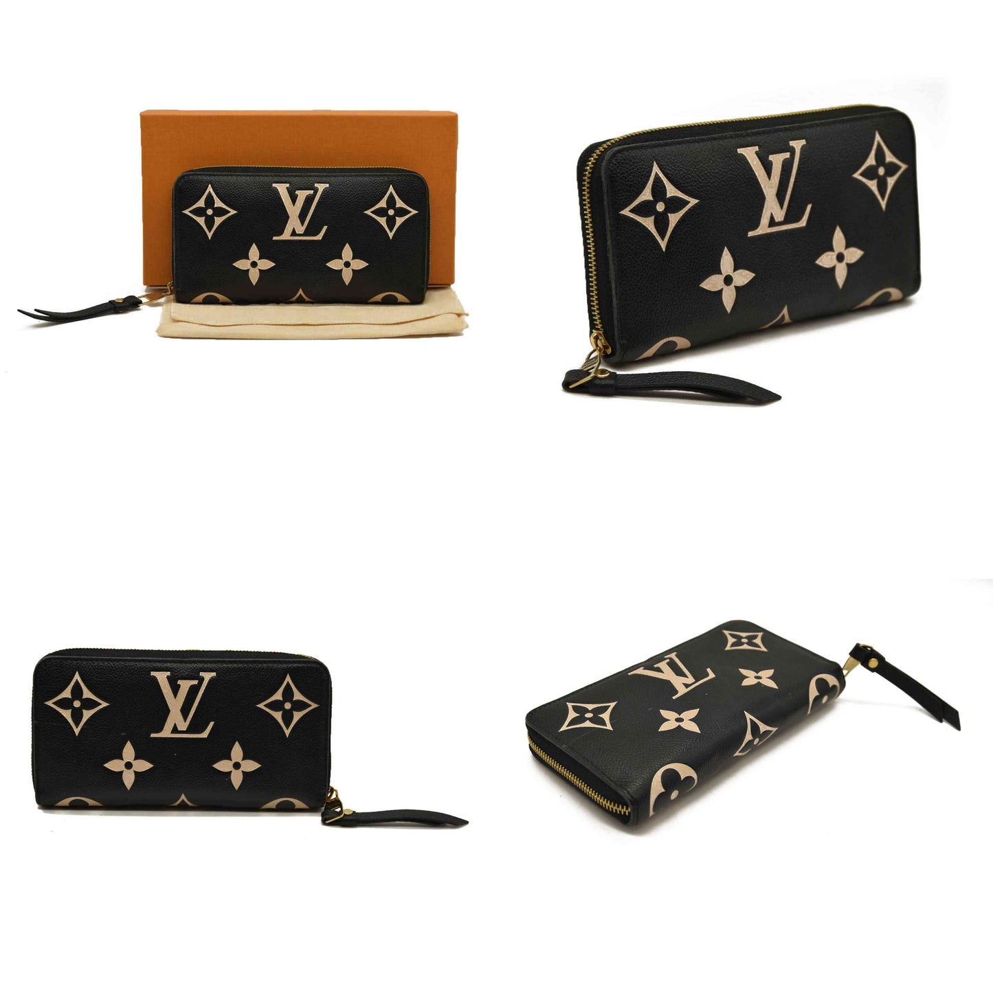 Louis Vuitton  Empreinte Monogram Giant Zippy Wallet Black Beige RFID