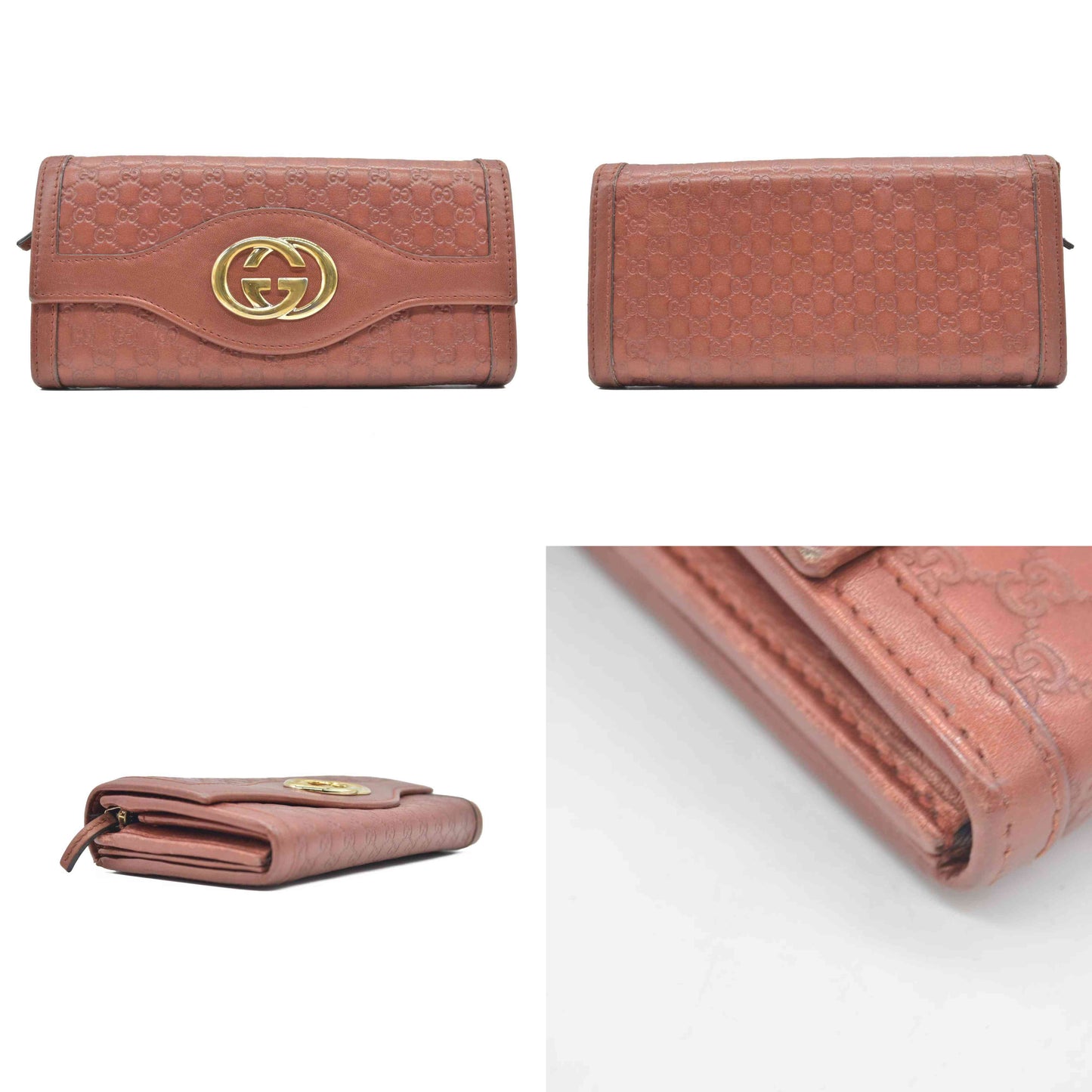 $880 Gucci  Sukey Microguccissima Pattern Continental Wallet Dark Pink CONSIGNMENT