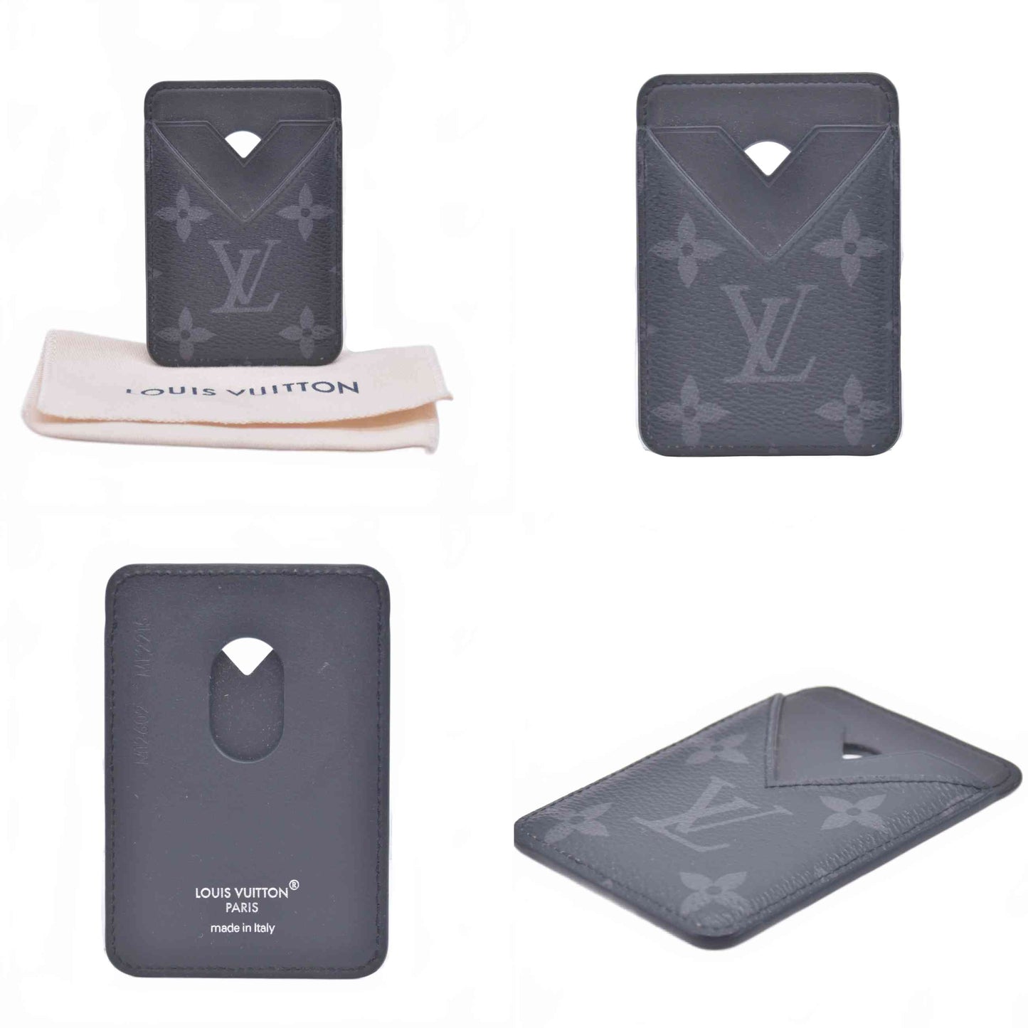 $445 2025 Louis Vuitton Monogram Eclipse Magsafe Card Holder NE2215