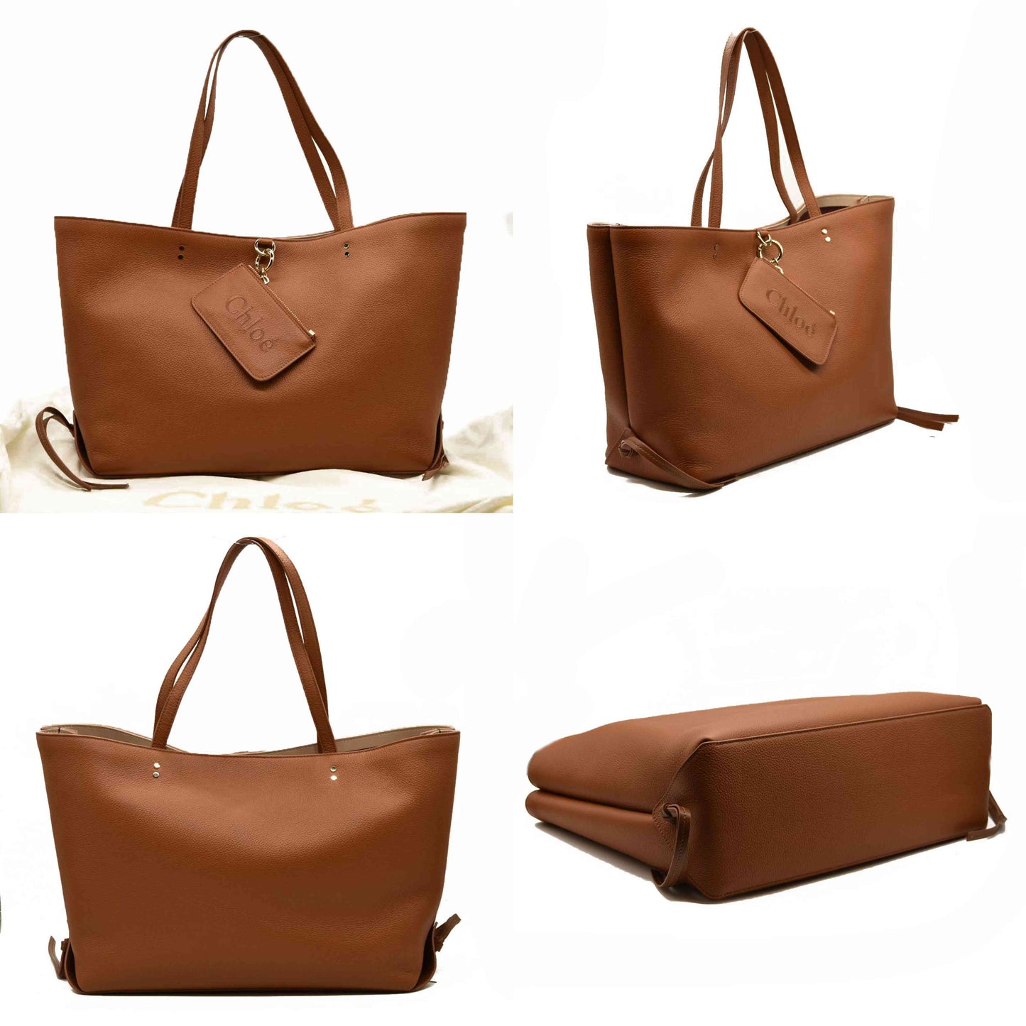Chloe  Calfskin Medium East West Sense Tote Tan