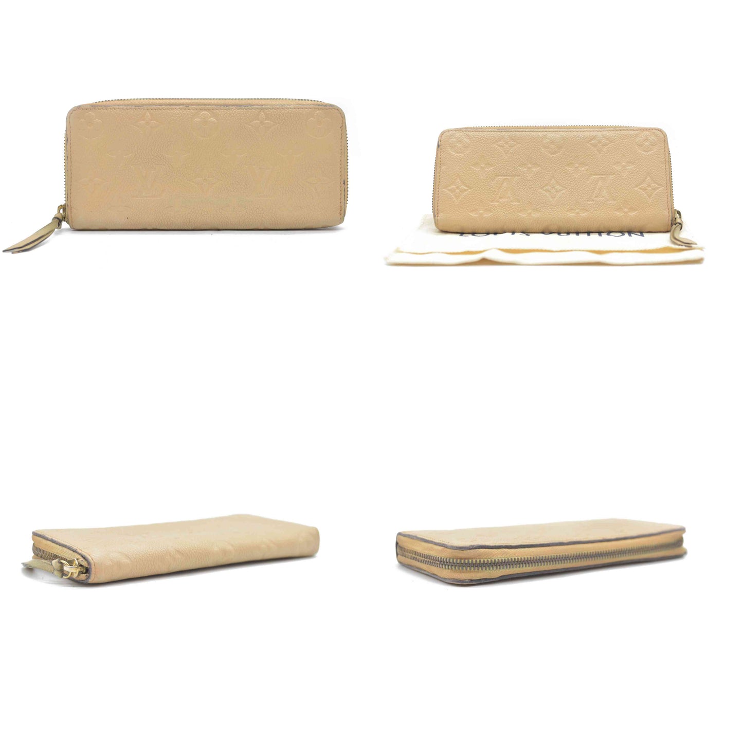 $840 2015 LOUIS VUITTON Monogram Empreinte Clemence Zippy Wallet SP0175