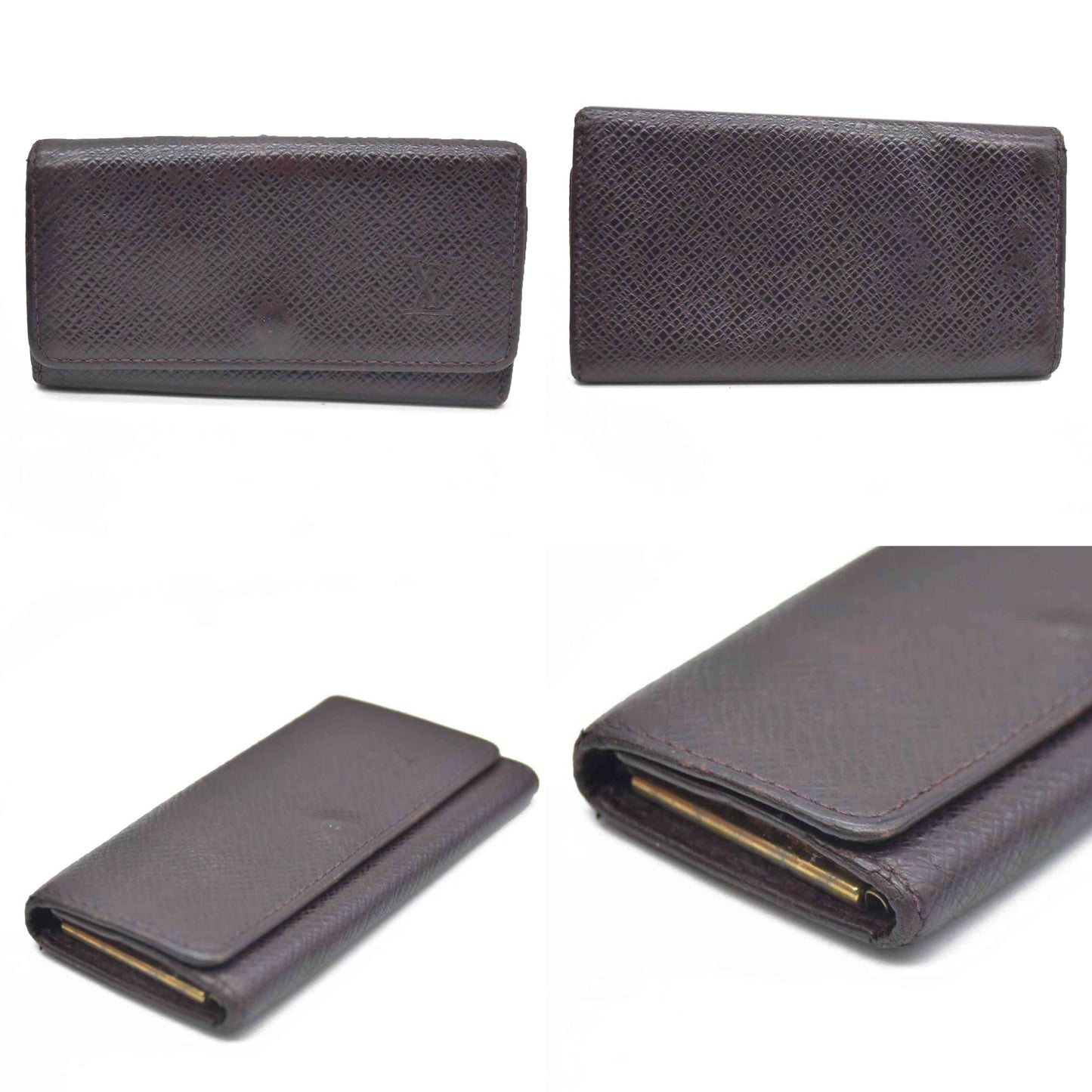 AUCTION $350 Louis Vuitton Taiga Leather Multicles 4 Ring Key Case Acajou CA0928