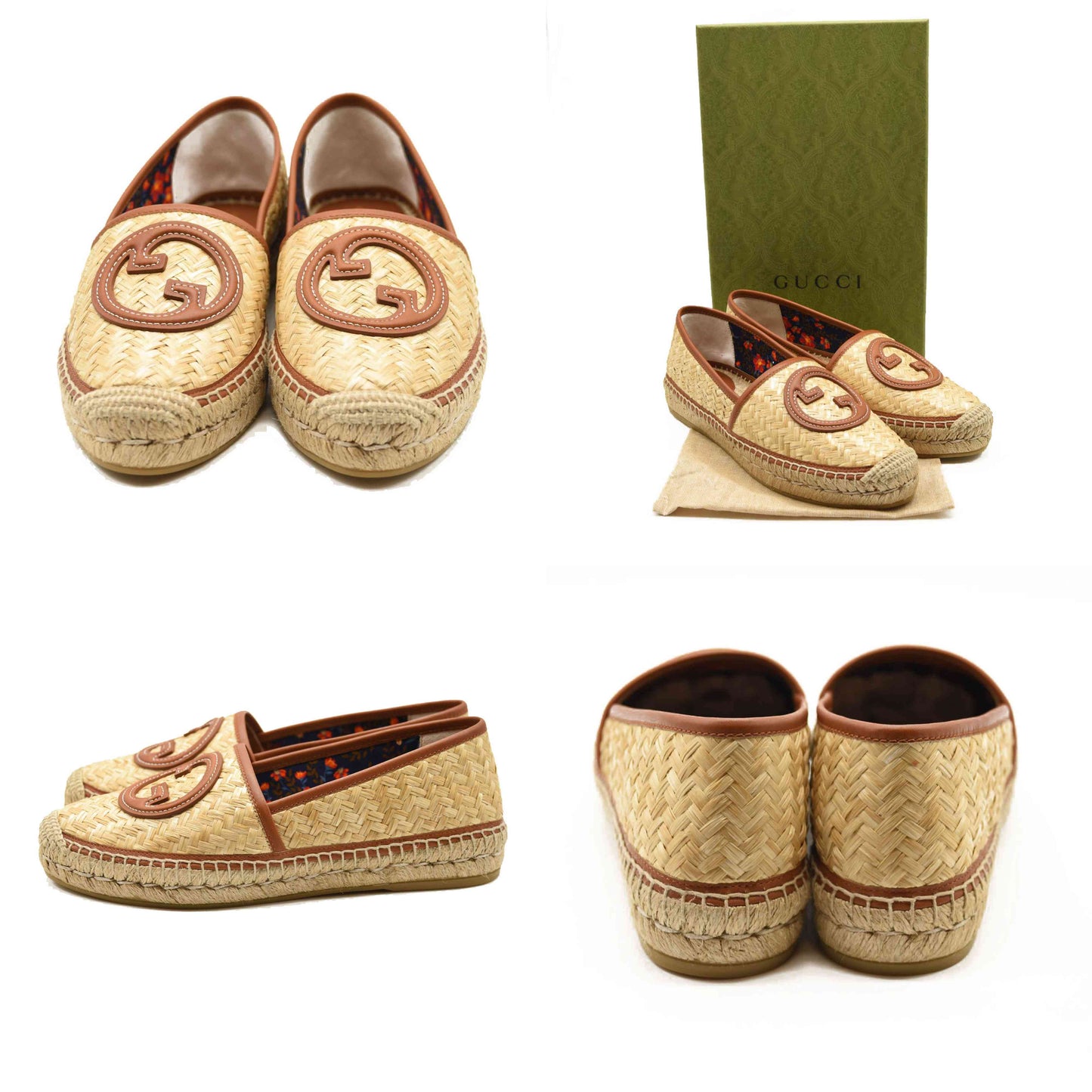 Gucci Adela GG Raffia Espadrilles US 7.5