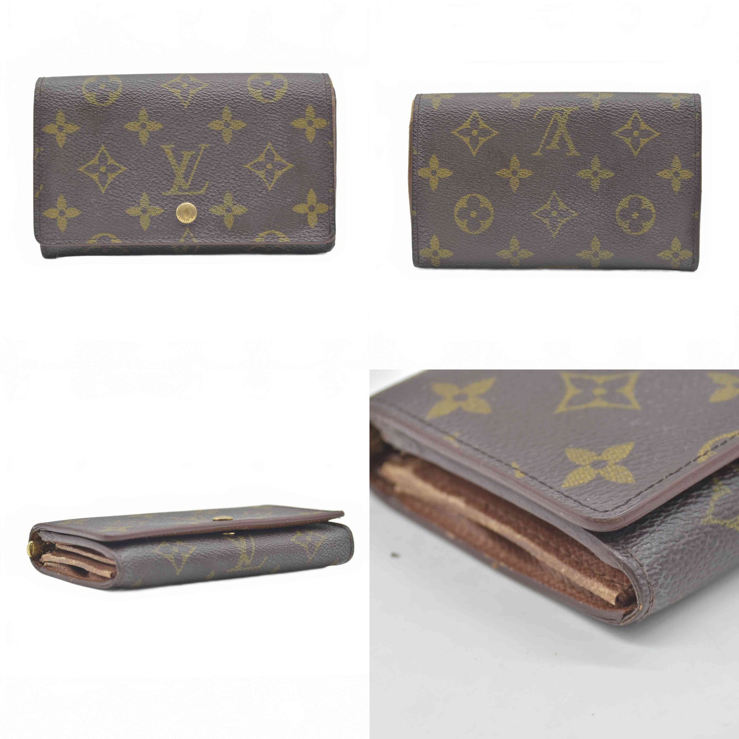 $560 1995 Louis Vuitton Monogram Porte-Monnaie Tresor Wallet RA0965