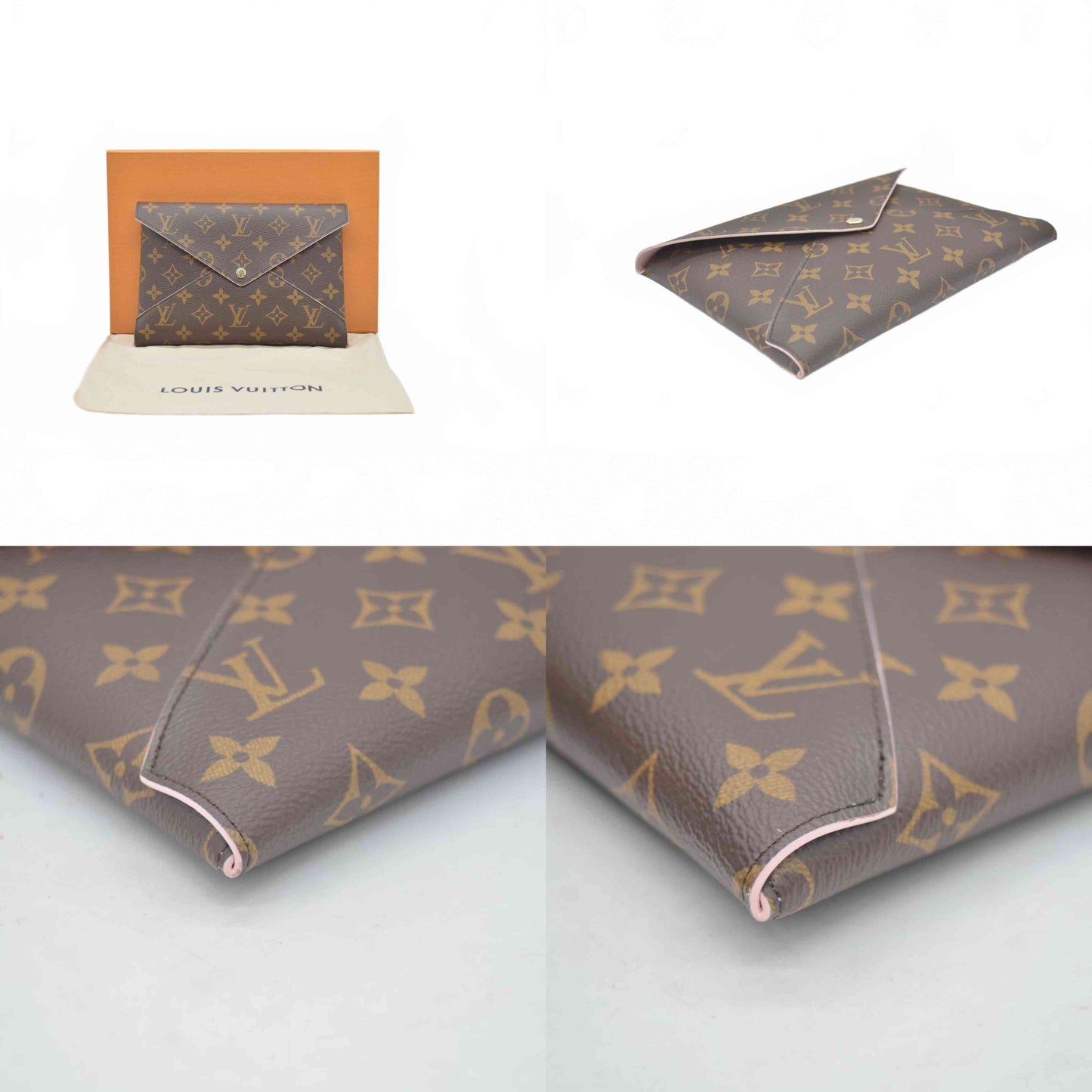 $845 Louis Vuitton Monogram Large Kirigami Pochette Insert Rose Ballerine